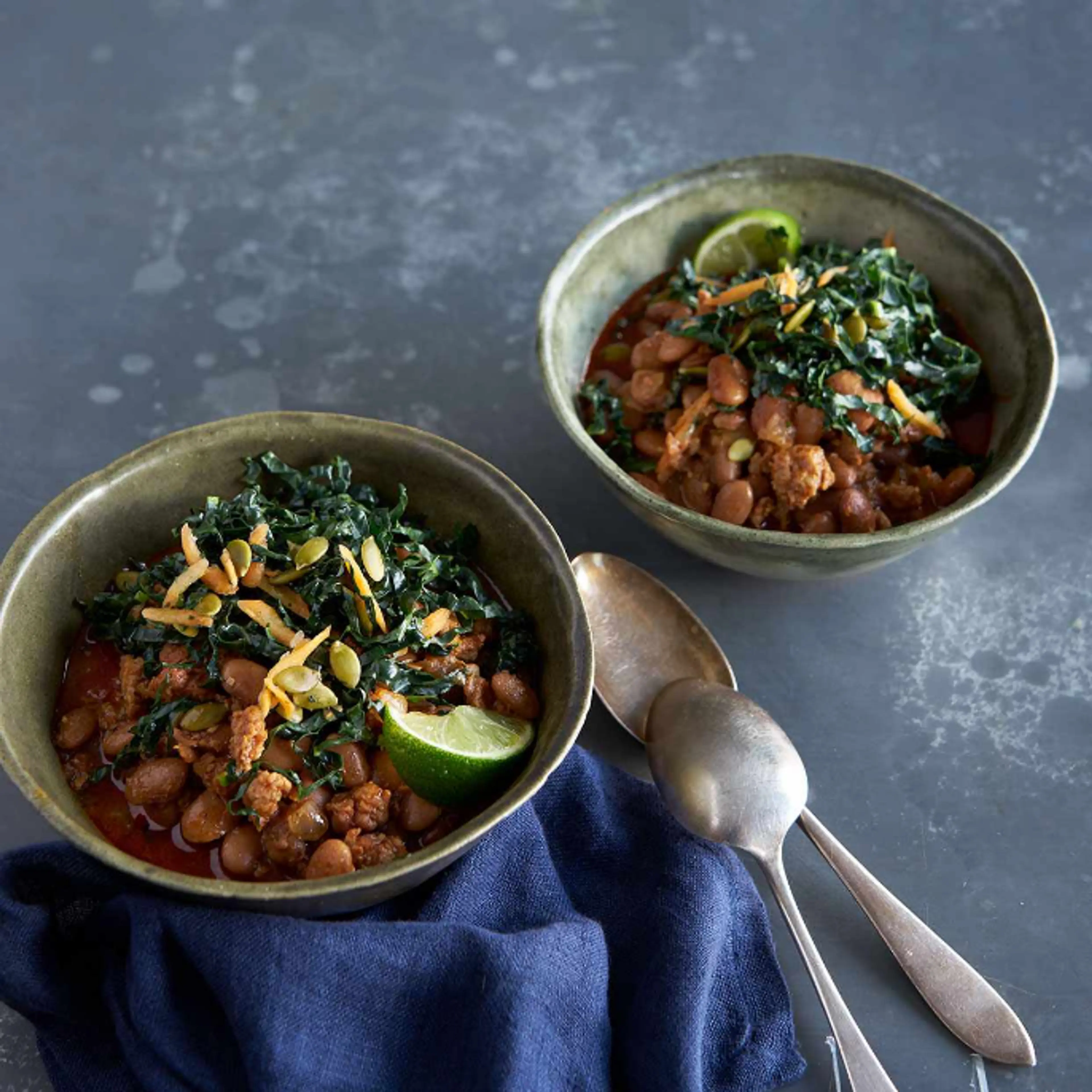 Charro Beans with Chorizo & Kale Slaw