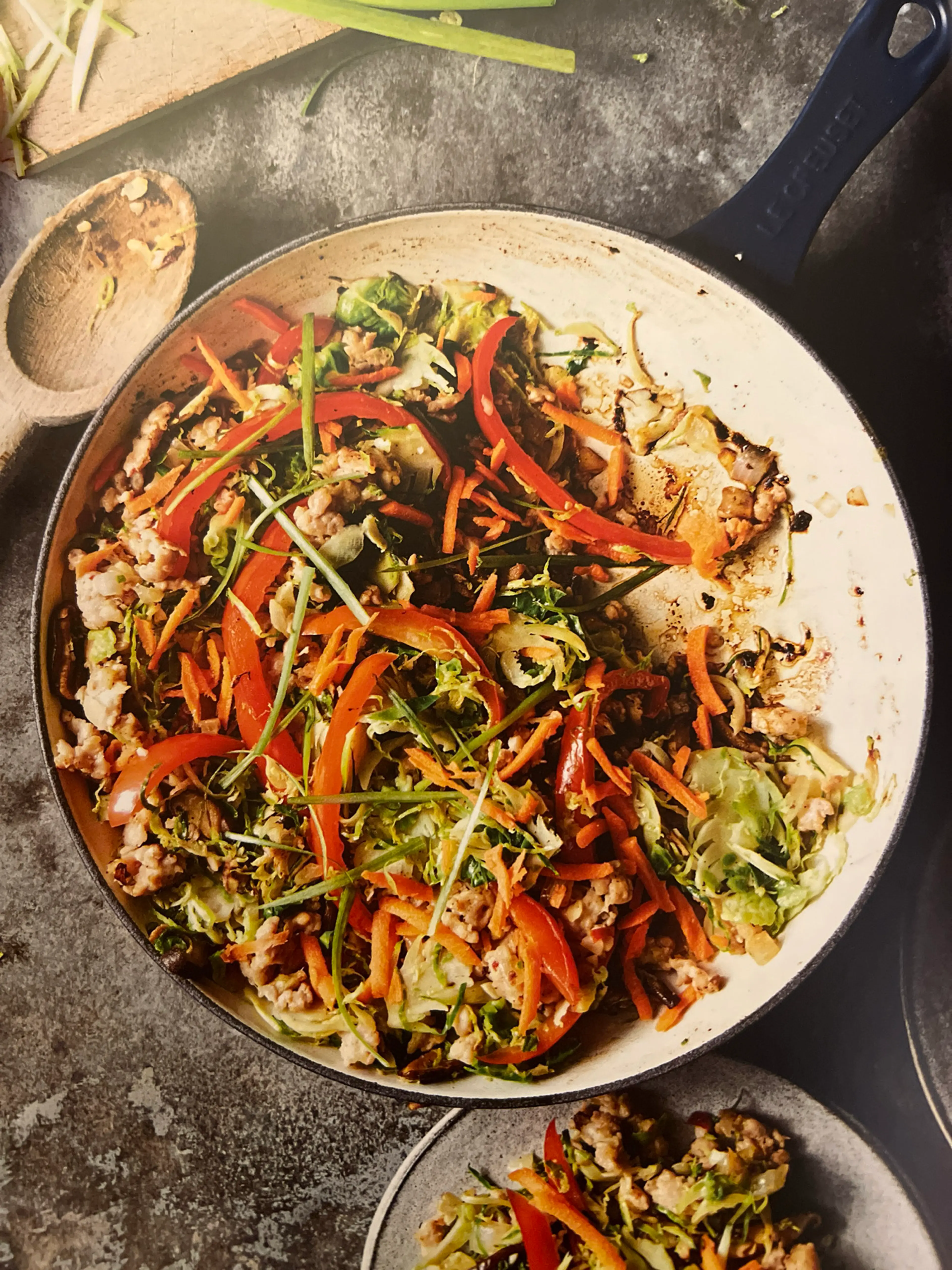 Spicy Stir-Fried Chicken and Shredded Brussels Bowls