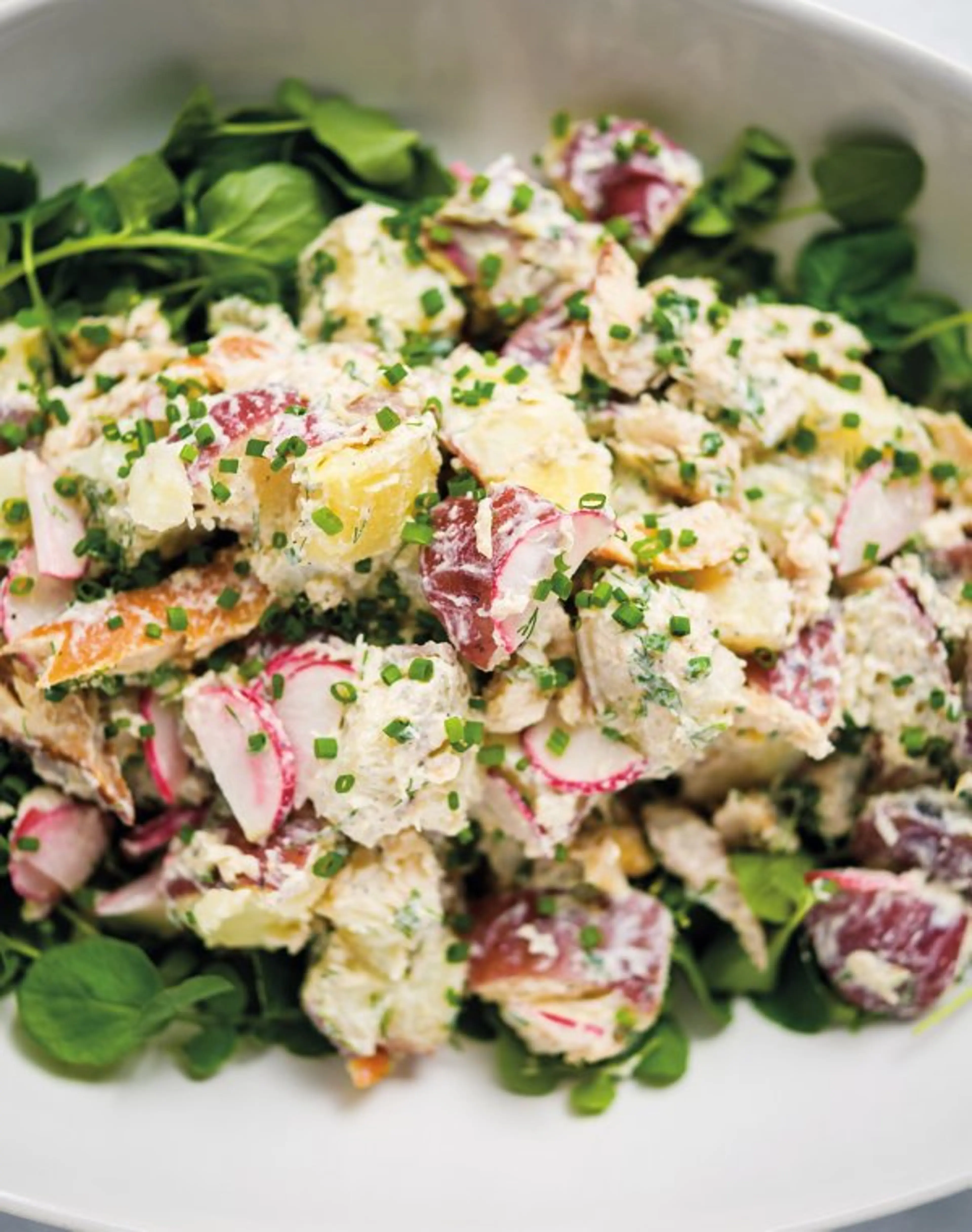 Potato Salad and Smoked Trout with Horseradish and Chives