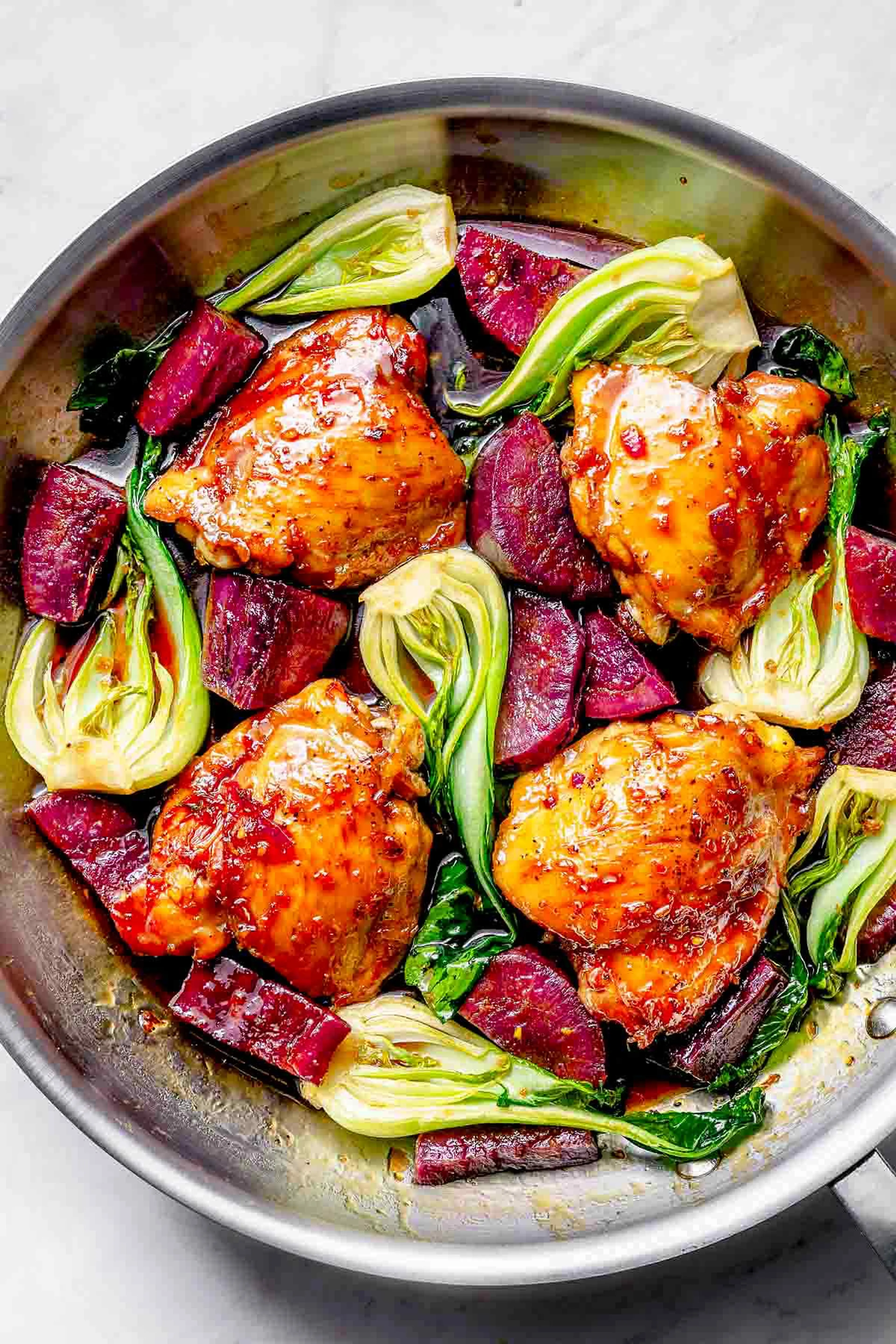 Sweet Soy Ginger Glazed Chicken with Japanese Sweet Potatoes