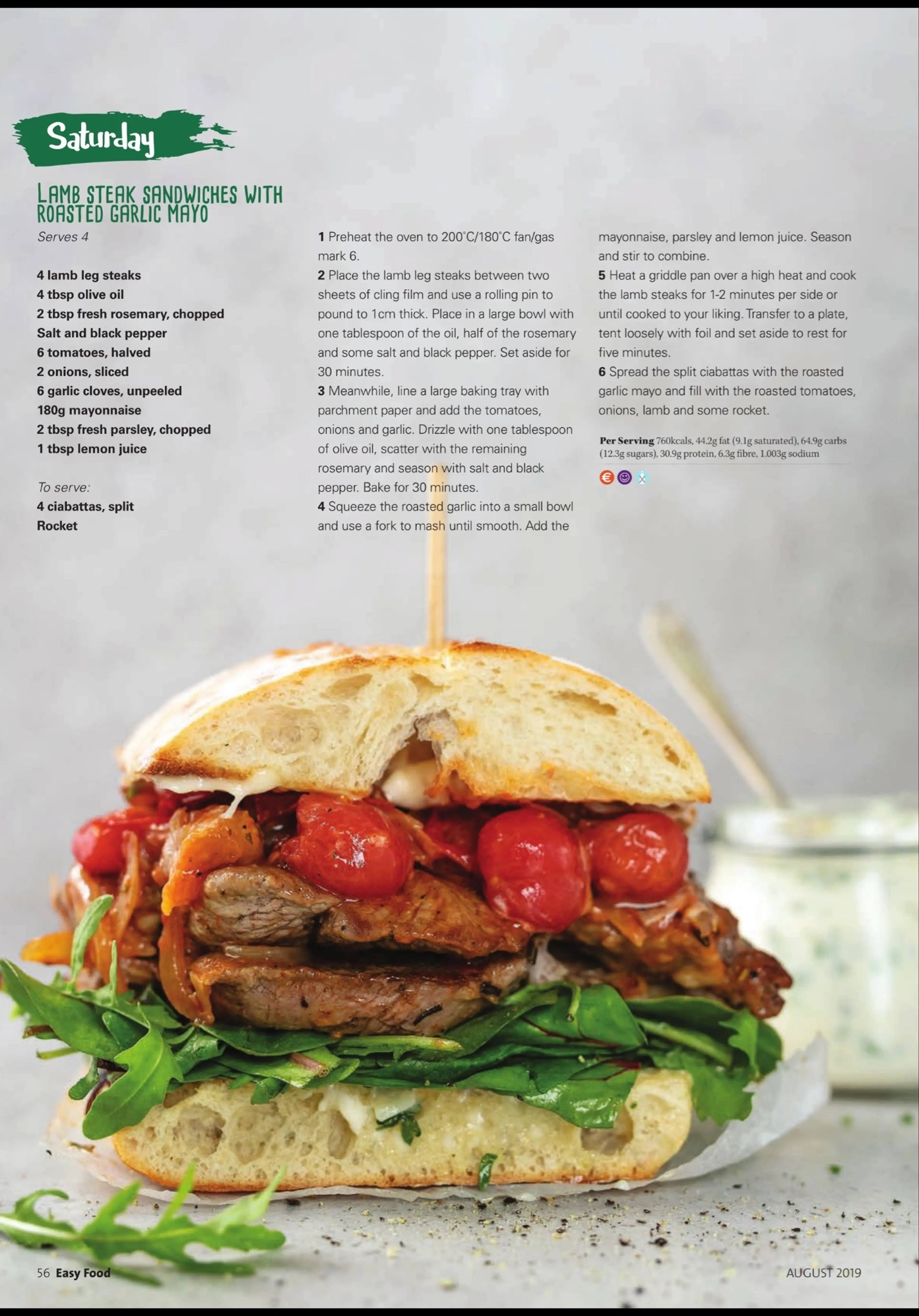 LAMB STEAK SANDWICHES WITH ROASTED GARLIC
