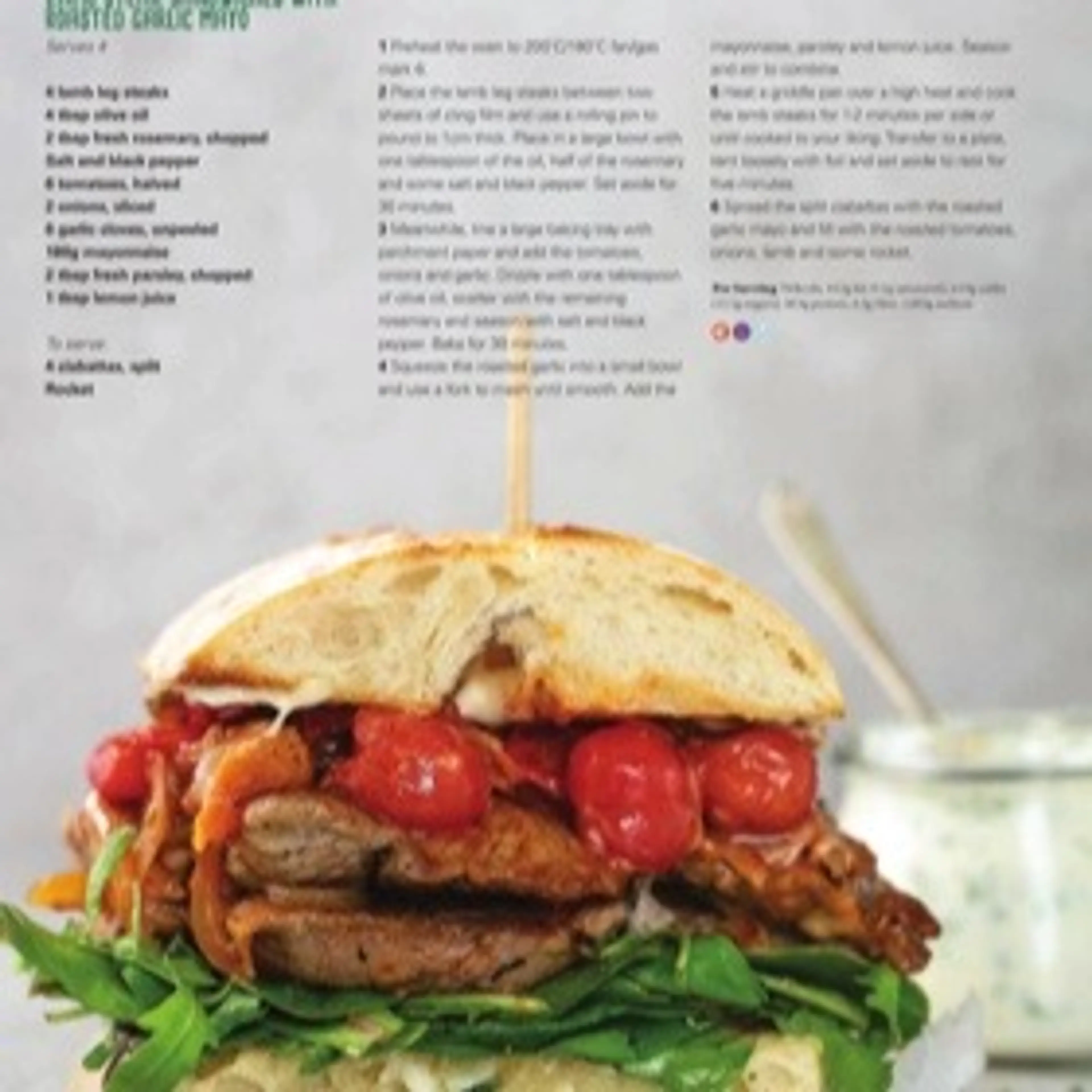LAMB STEAK SANDWICHES WITH ROASTED GARLIC