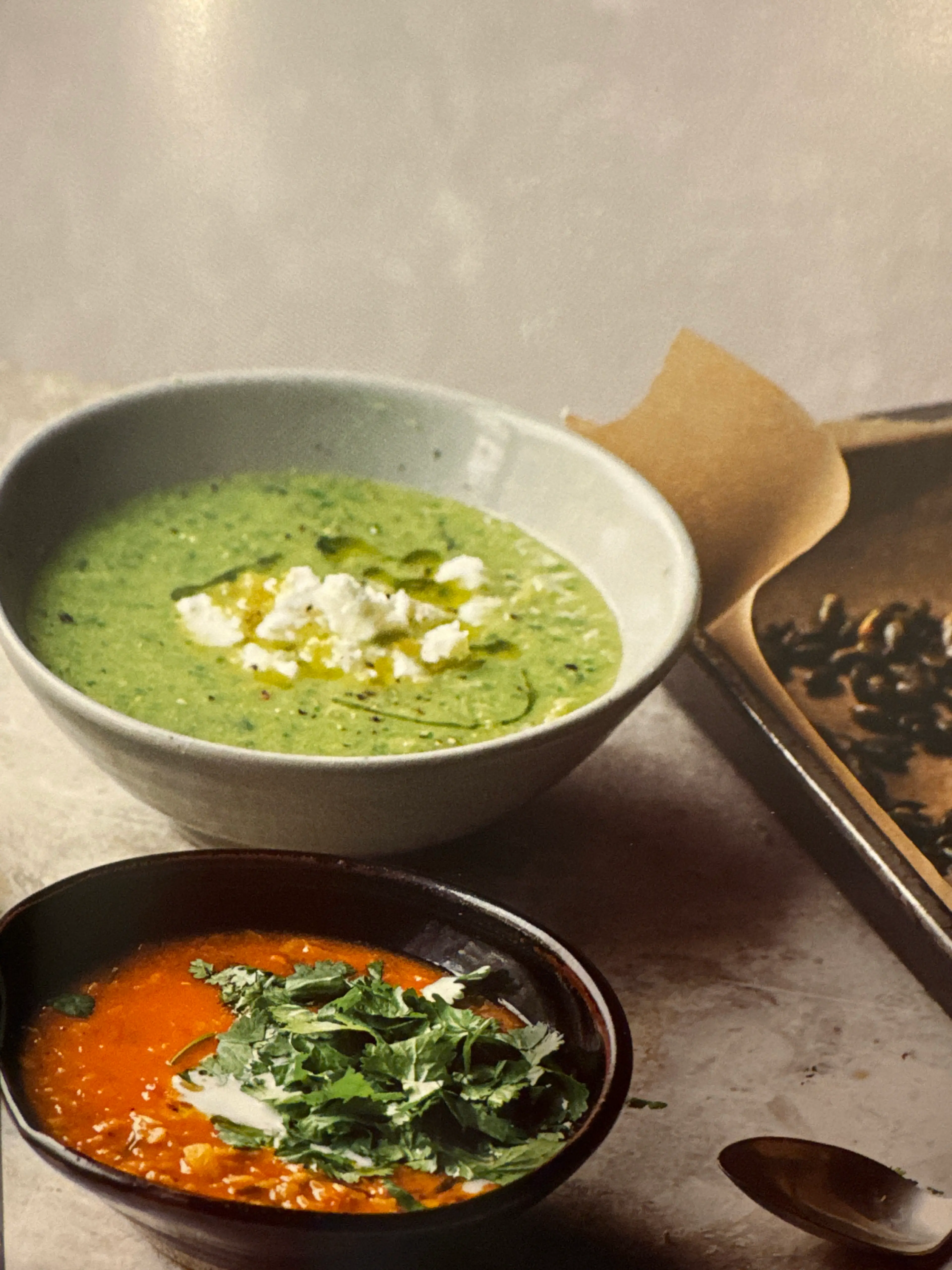 Zucchini, pea, and basil soup