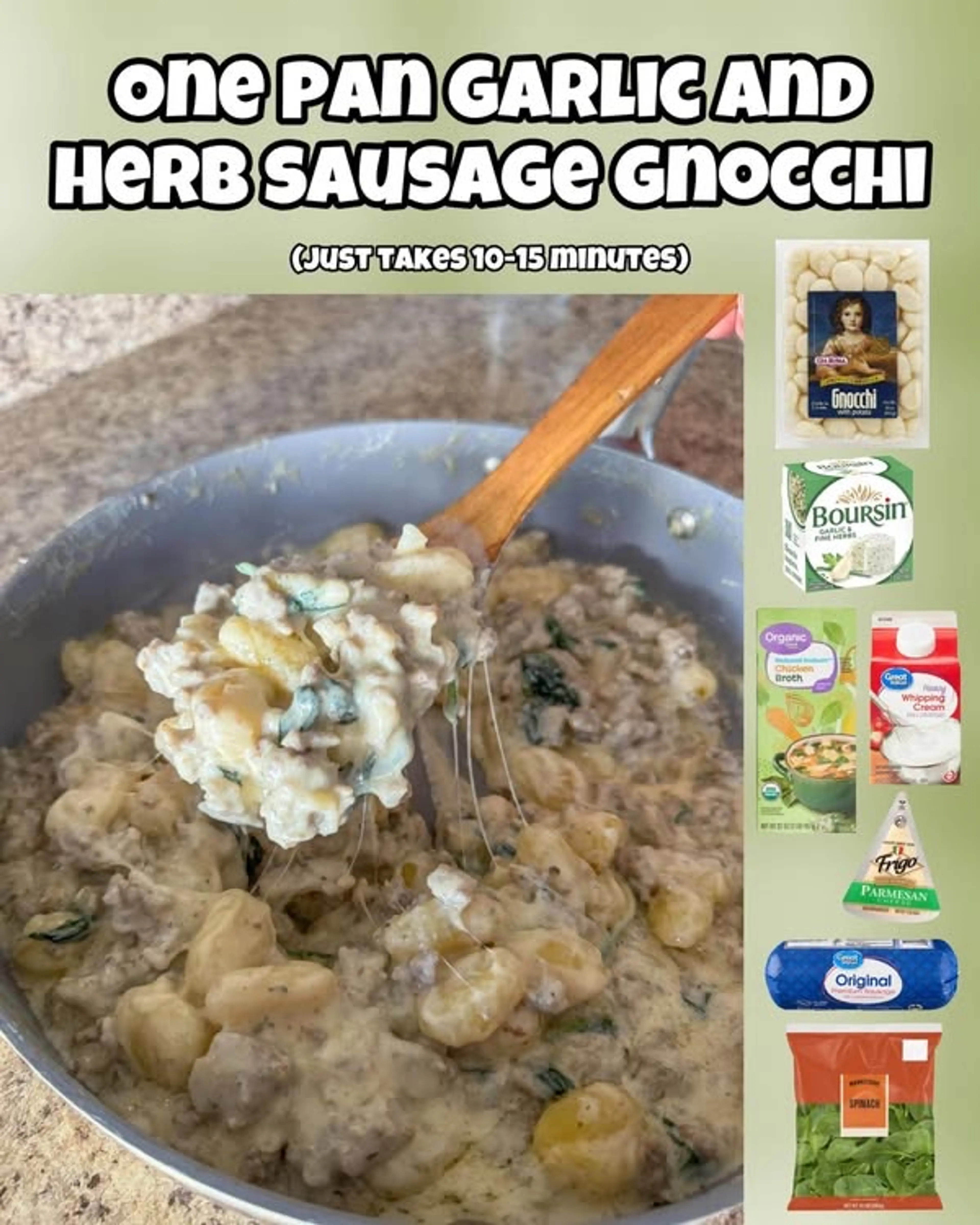 Easy One Pan Garlic and Herb Sausage Gnocchi