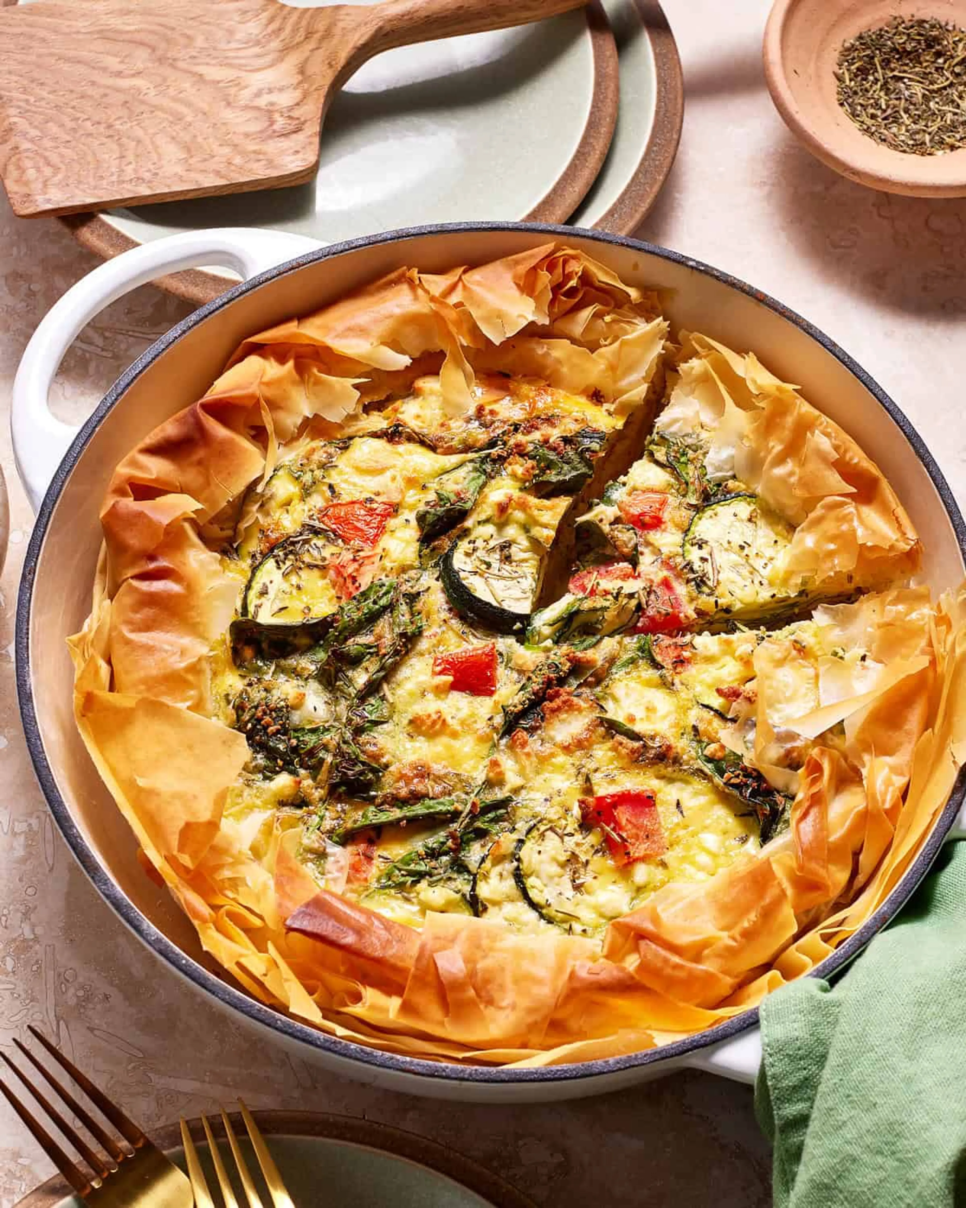 High Protein Mixed Veggie Phyllo Quiche