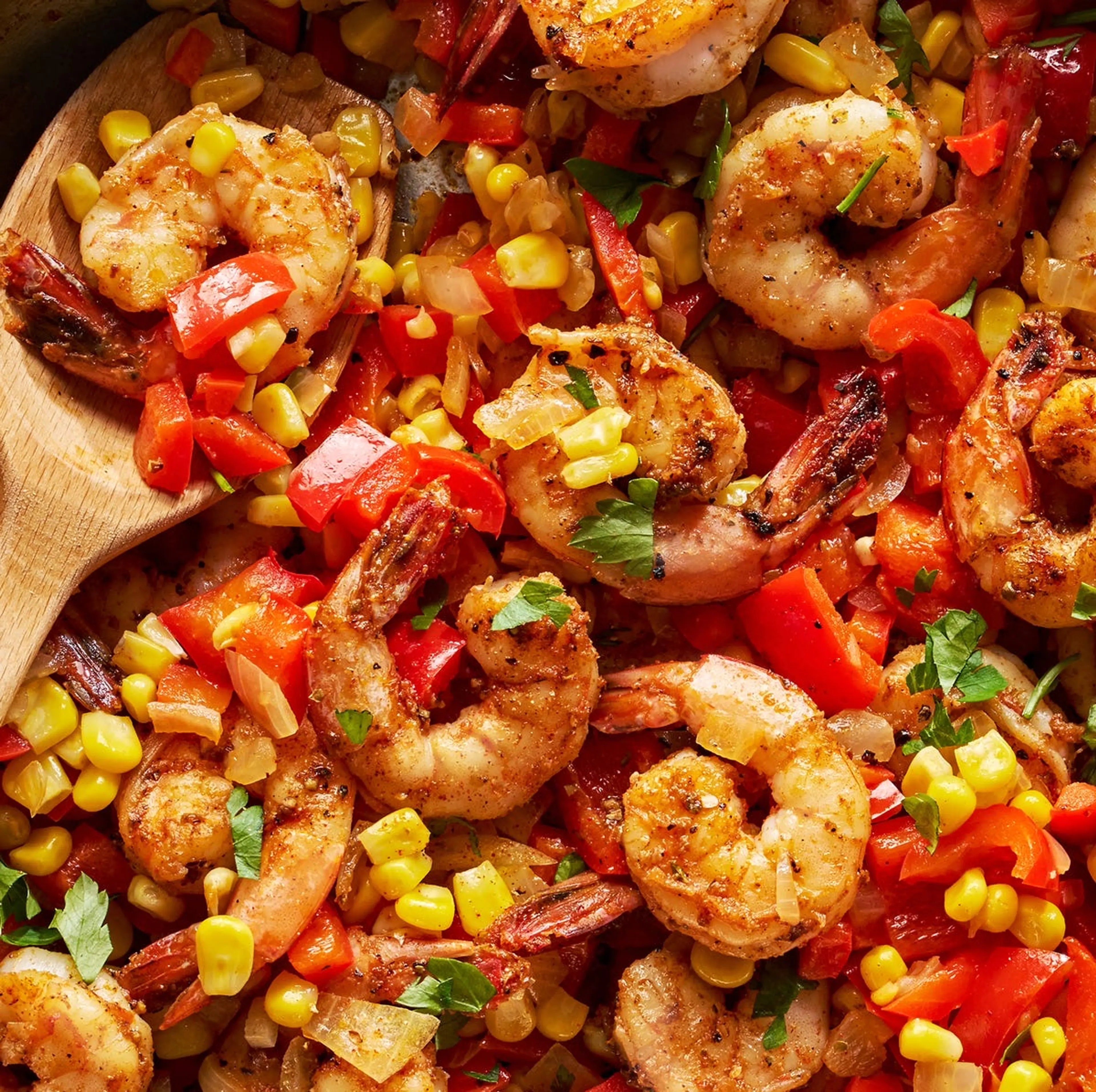 Cajun Shrimp with Bell Peppers & Corn