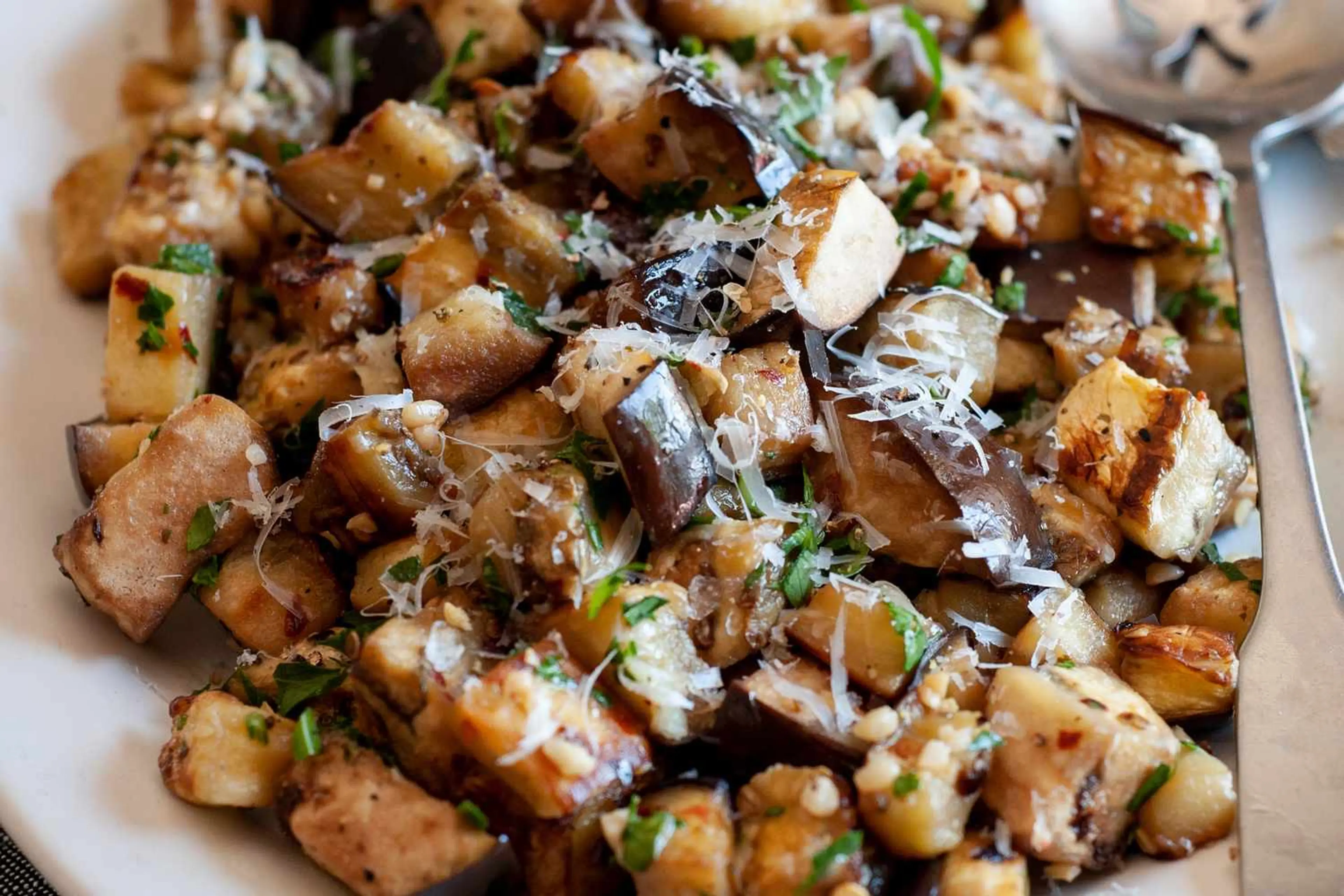 Sautéed Eggplant with Garlic and Parmesan