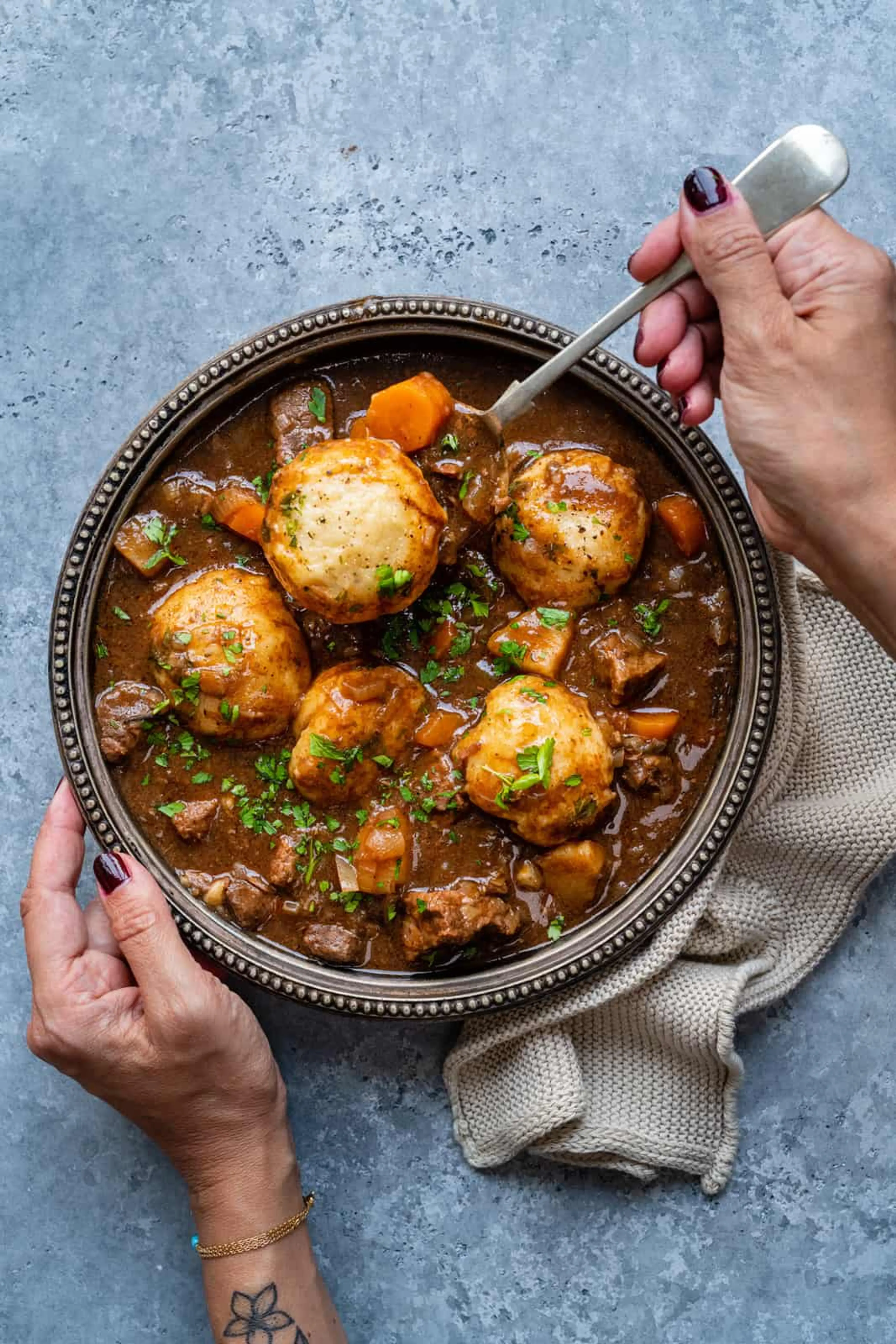 Slow Cooker Beef Stew and Dumplings