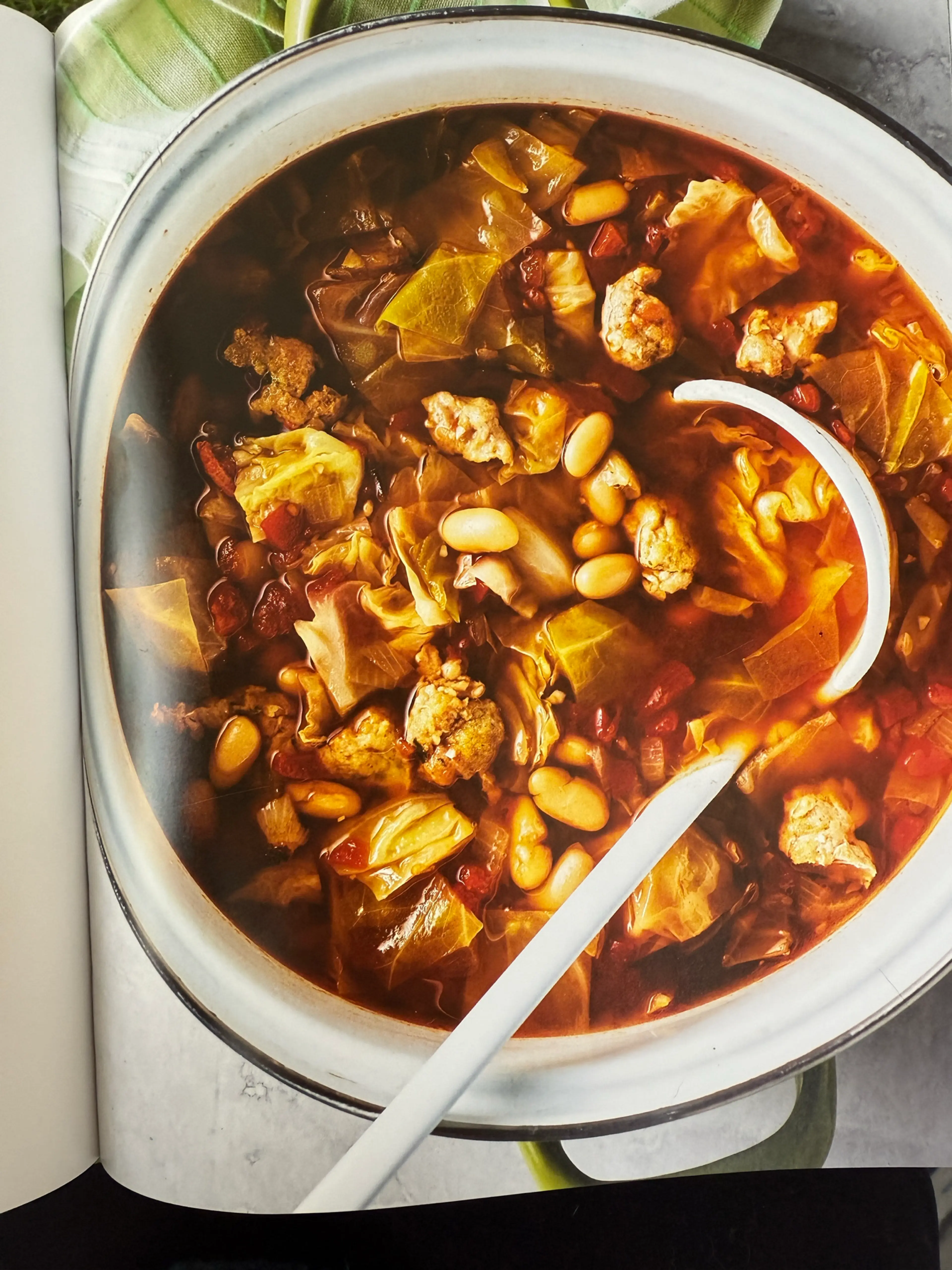Cabbage Soup with Sausage and White Beans