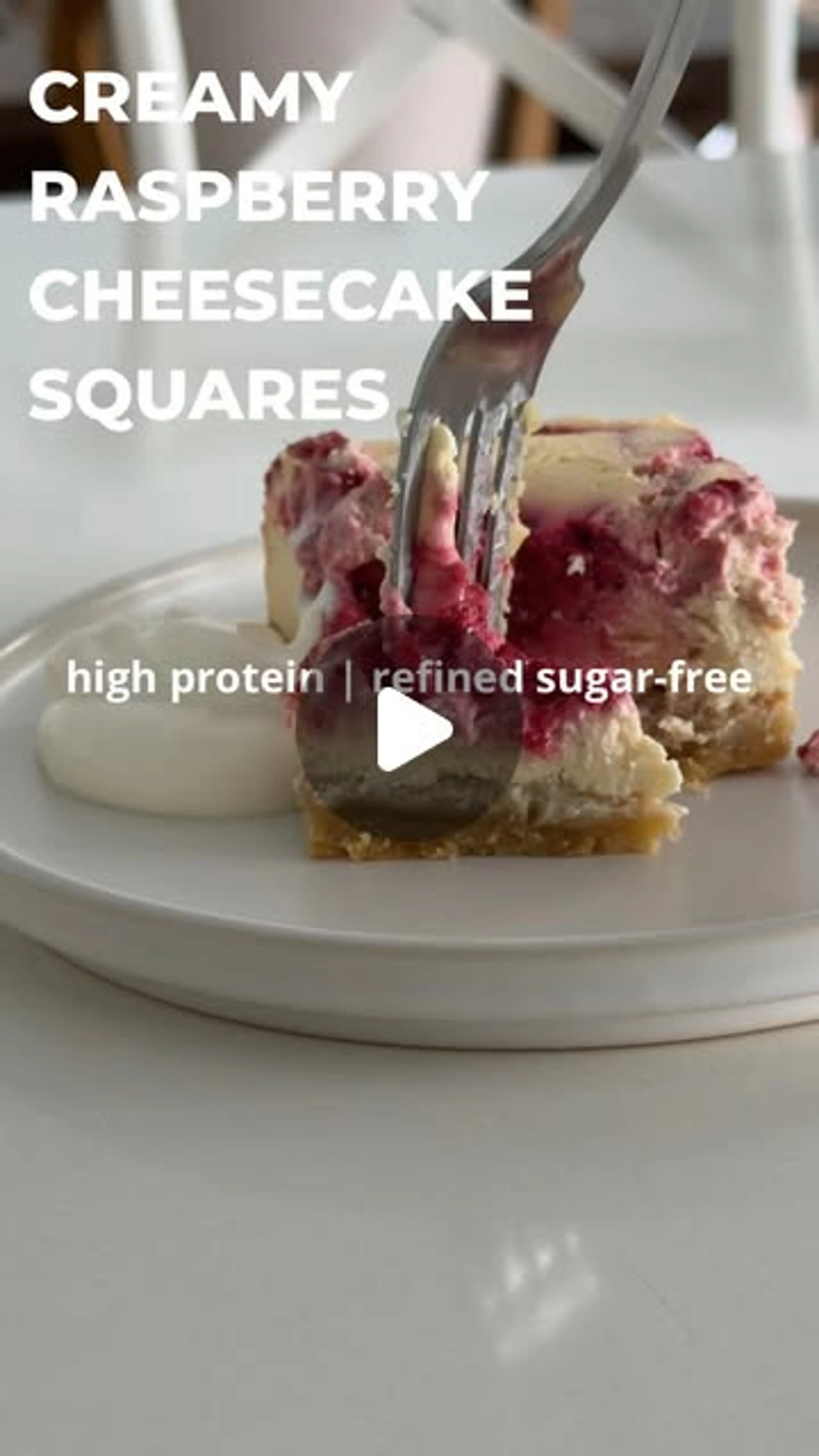 Healthy Raspberry Cheesecake Protein Squares