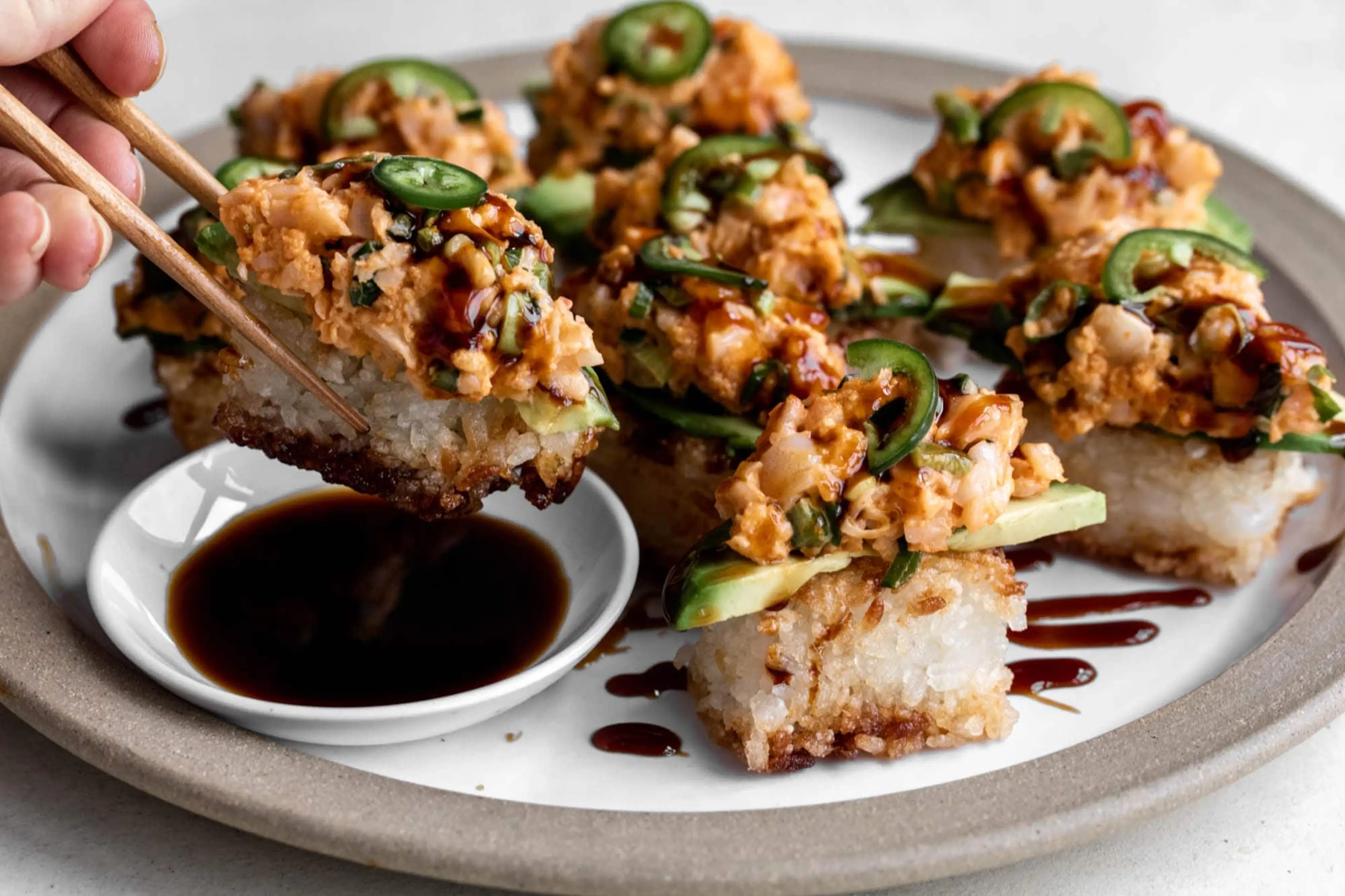 Crispy Rice with Spicy Shrimp Salad
