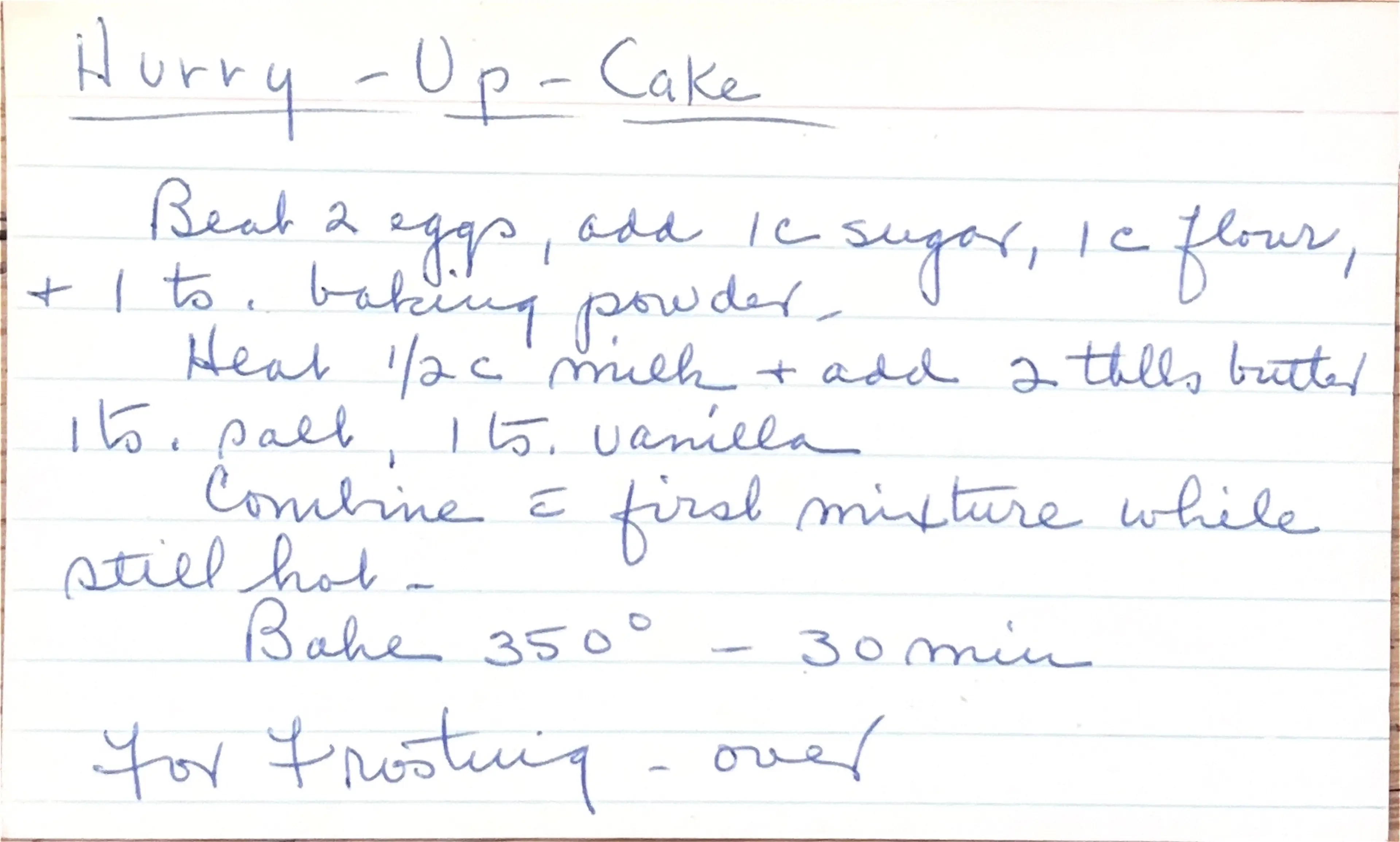 Hurry Up Cake