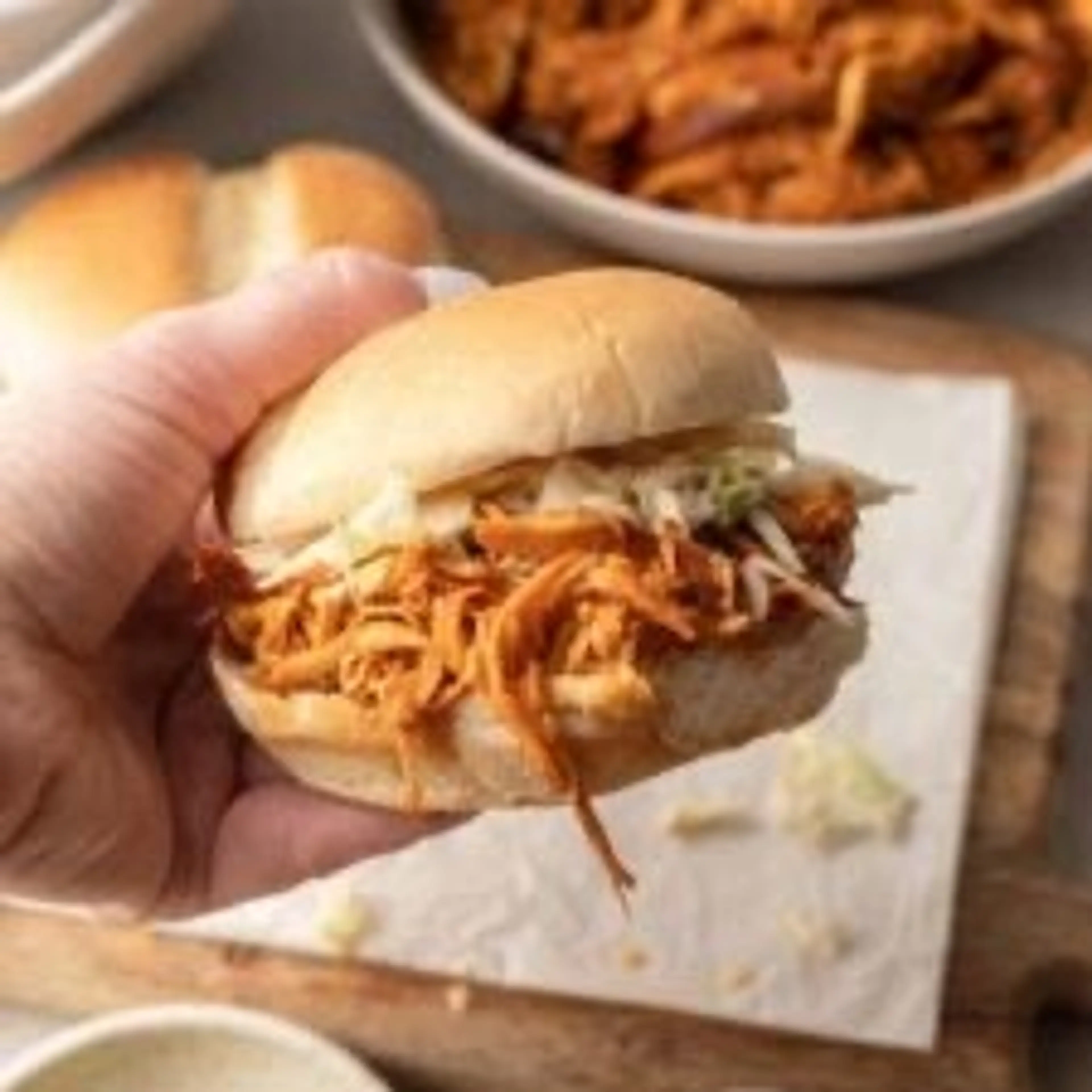 Hot Honey BBQ Slow Cooker Shredded Chicken