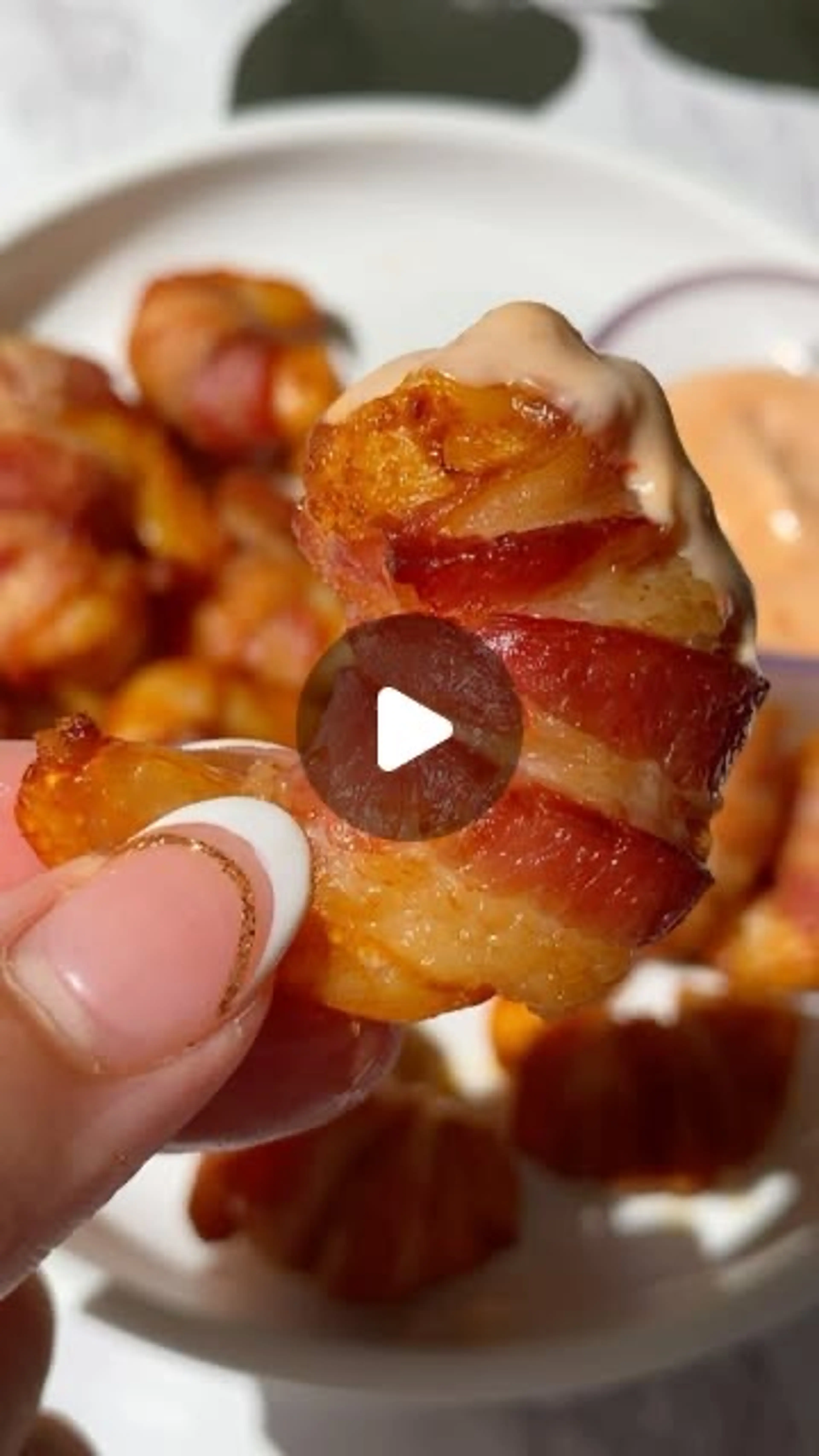 Honey Garlic Bacon Wrapped Shrimp