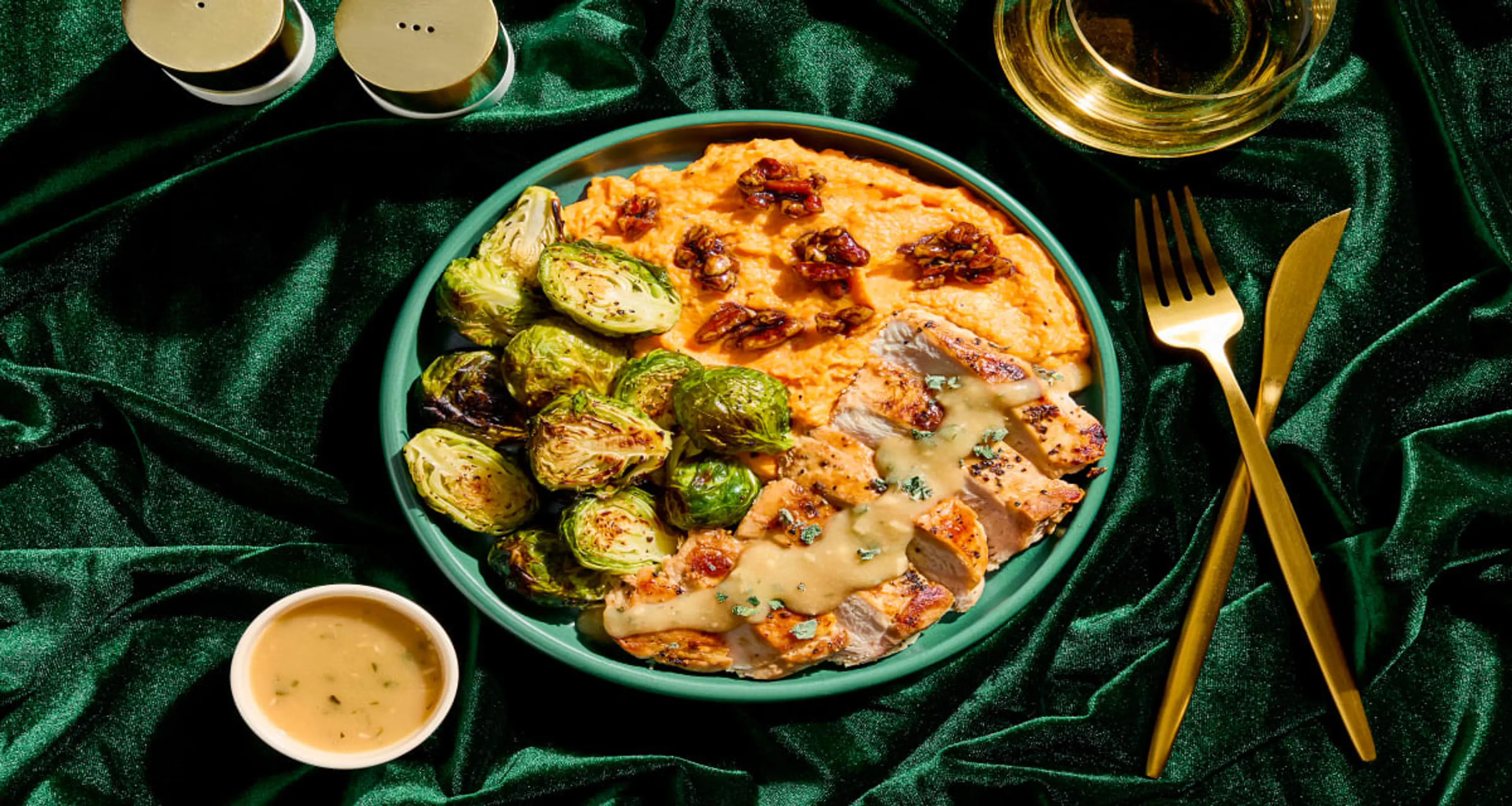 Turkey Cutlets with Garlic-Sage Gravy plus Mashed Sweet Pota