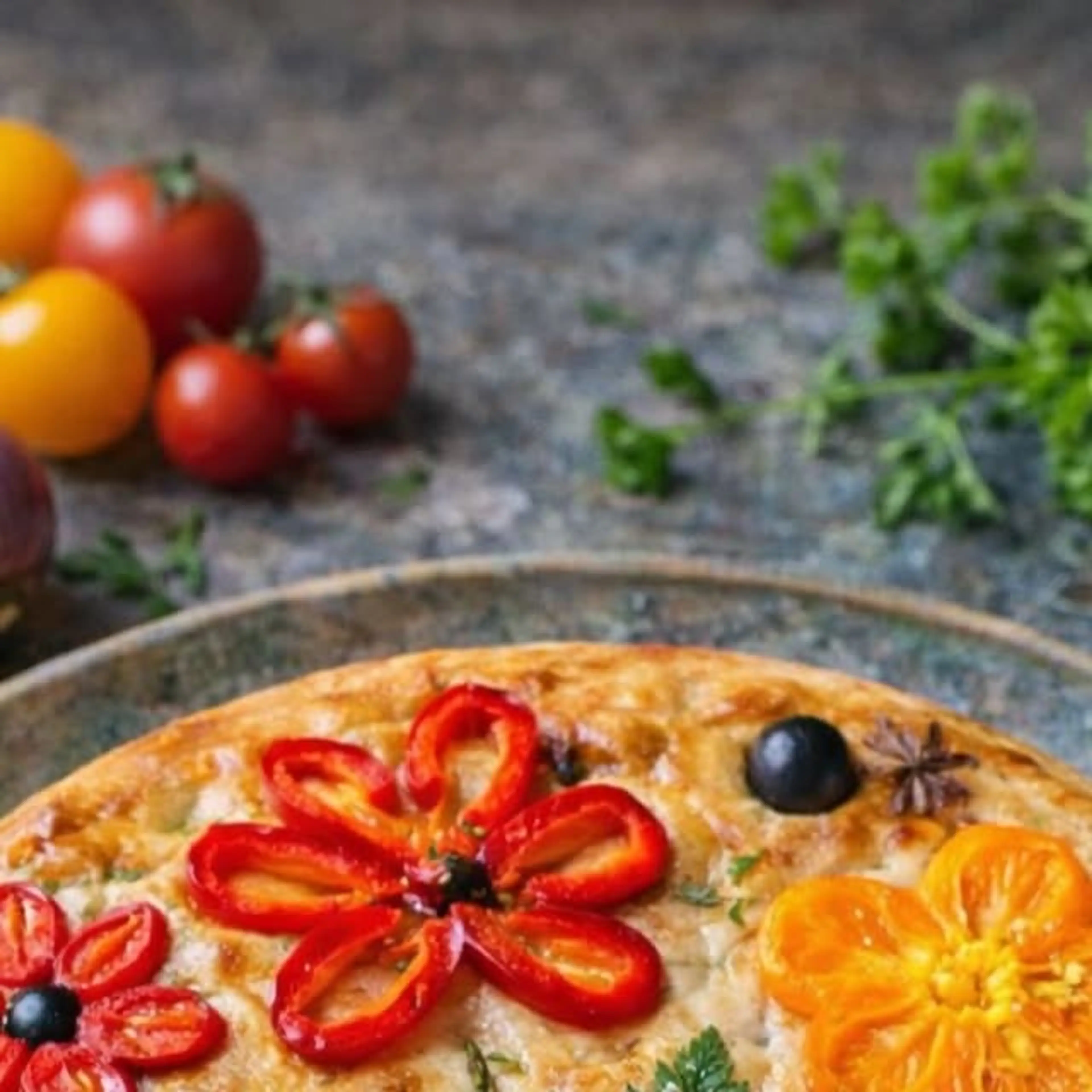 Gemüse-focaccia „blumengarten