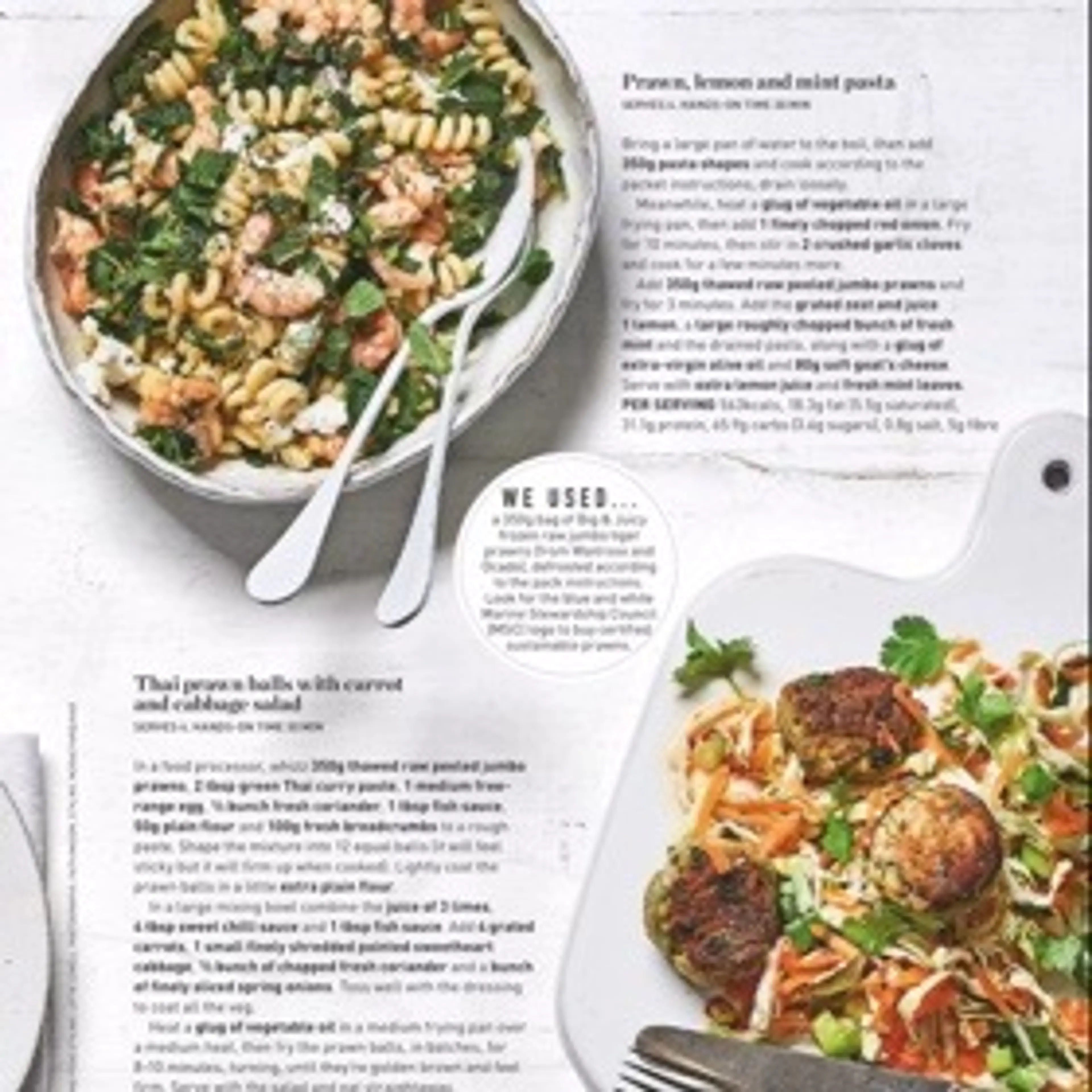 Prawn, lemon and mint pasta