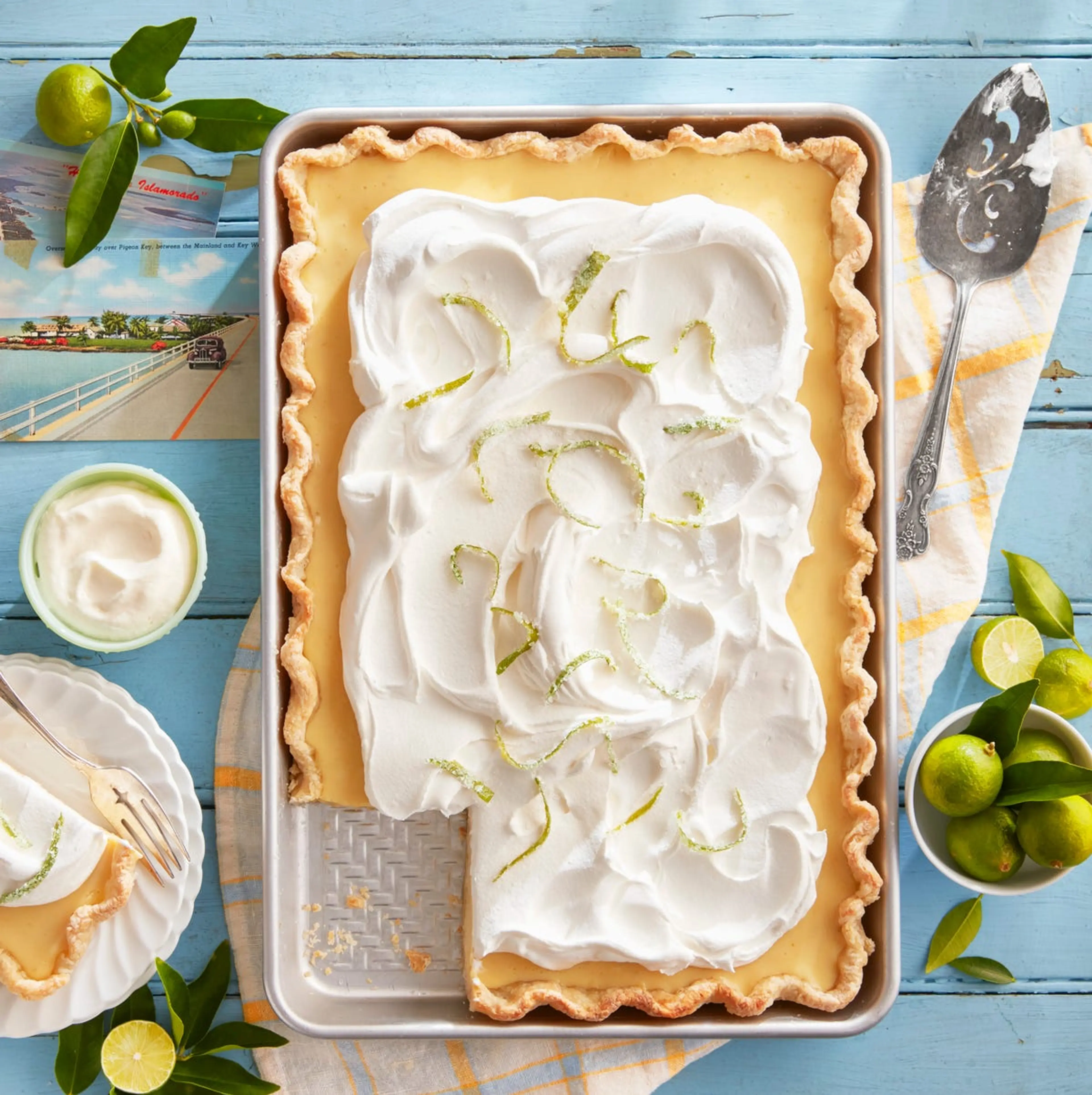 Key Lime Slab Pie with Candied Lime Zest