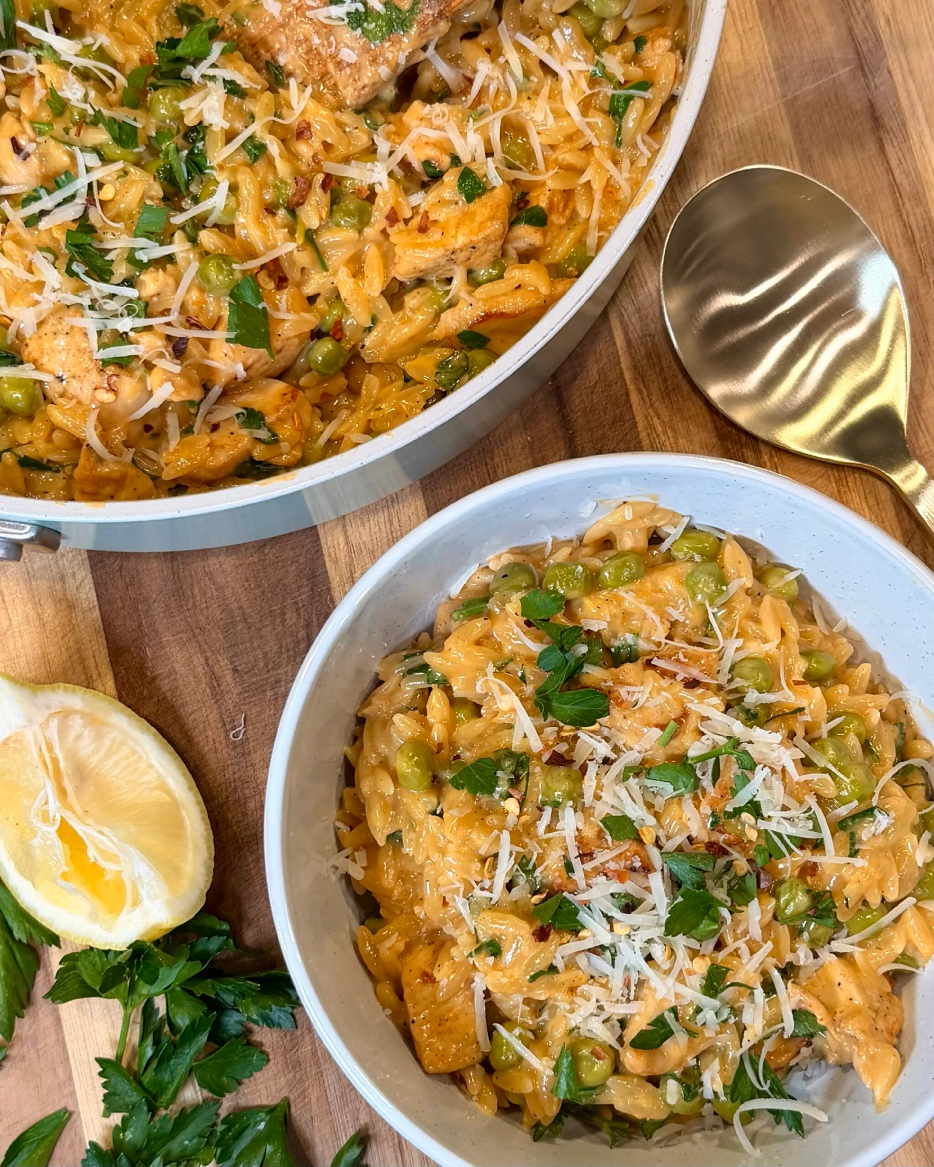 Lemon Parmesan Chicken with Orzo