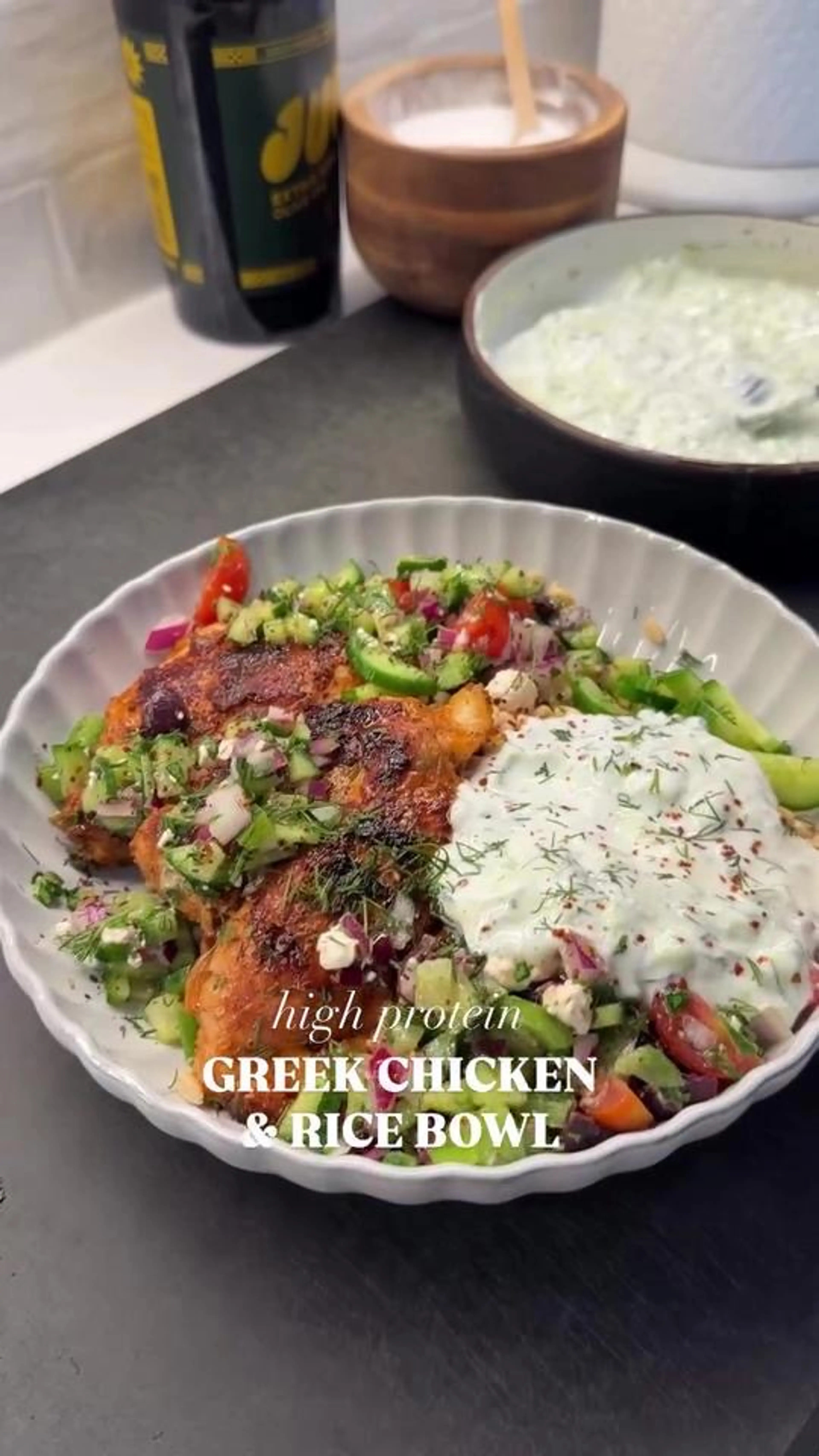 Healthy Greek Chicken & Rice Bowl