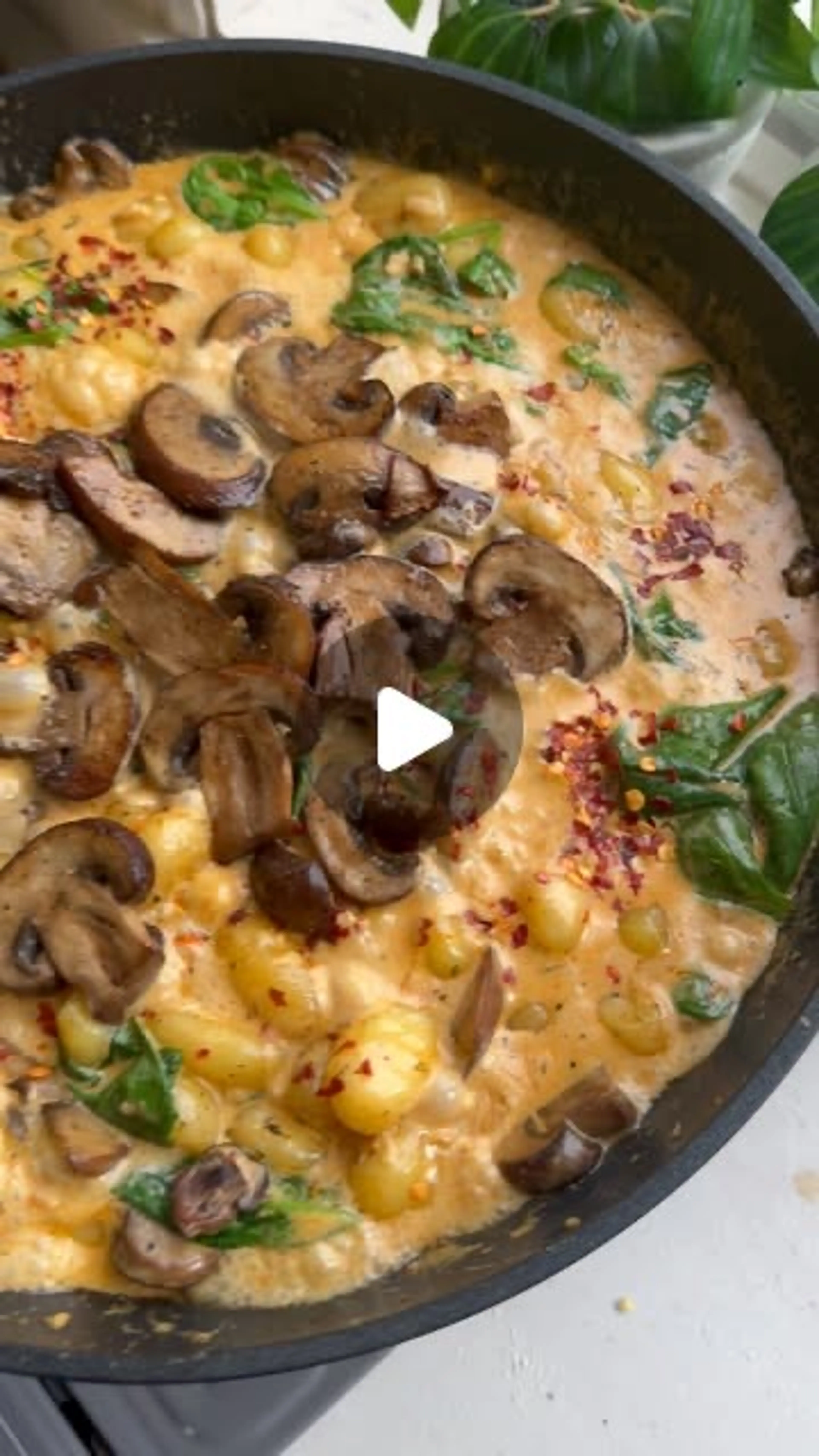Mushroom and Spinach, Creamy Gnocchi Pasta