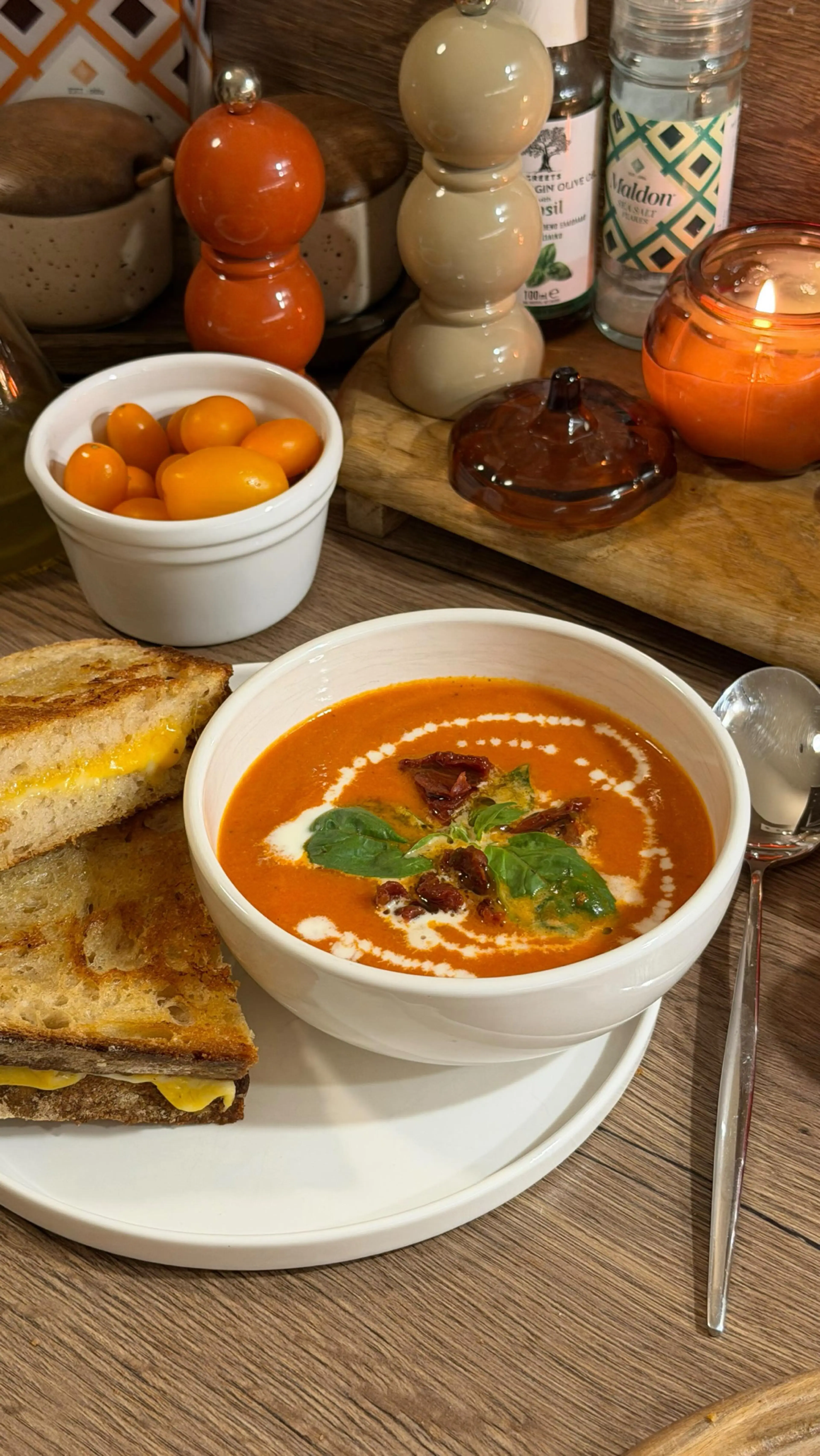 Tomato Soup with Grilled Cheese