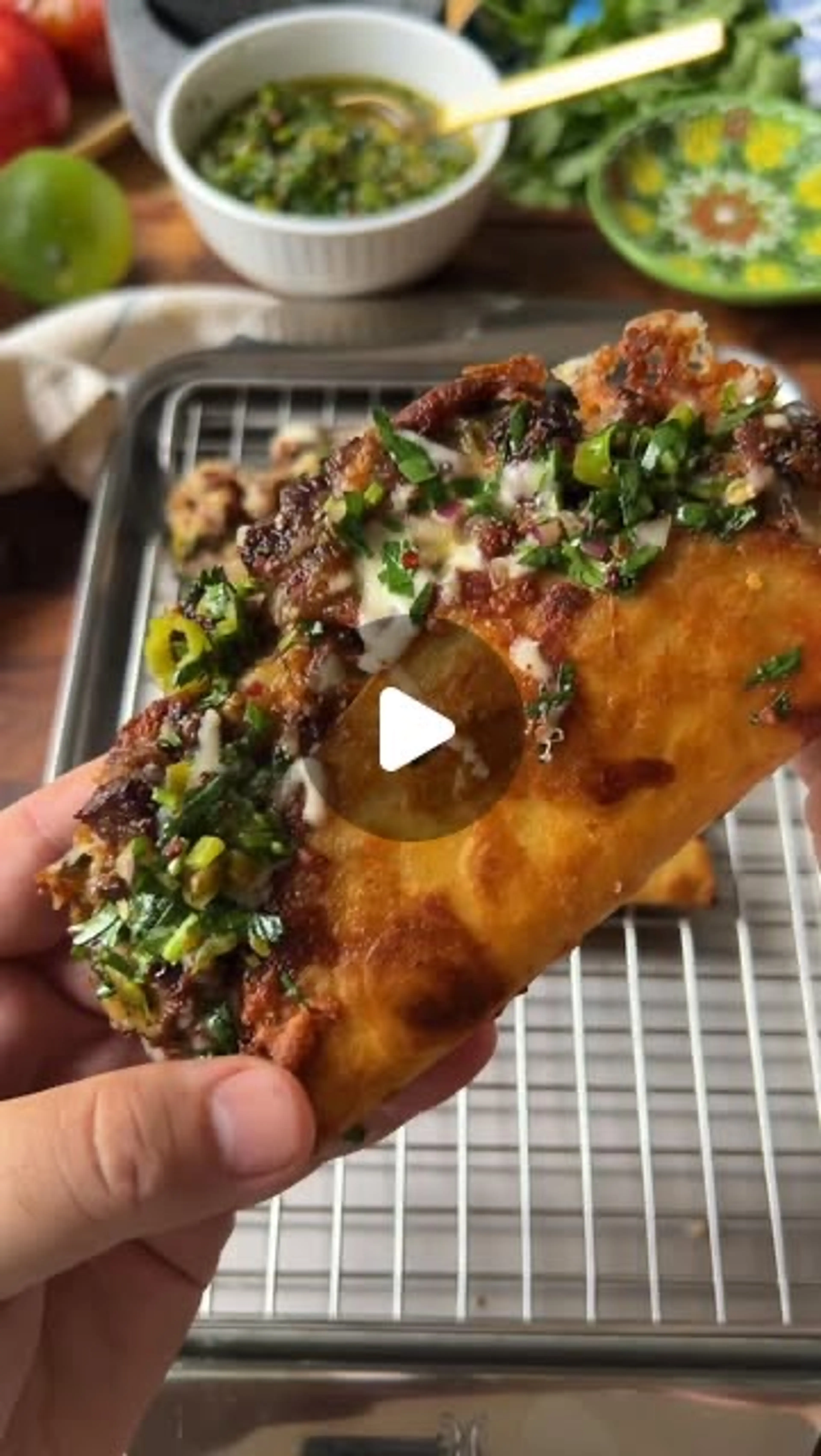 Crispy Steak Tacos with Shishito Pepper Chimichurri