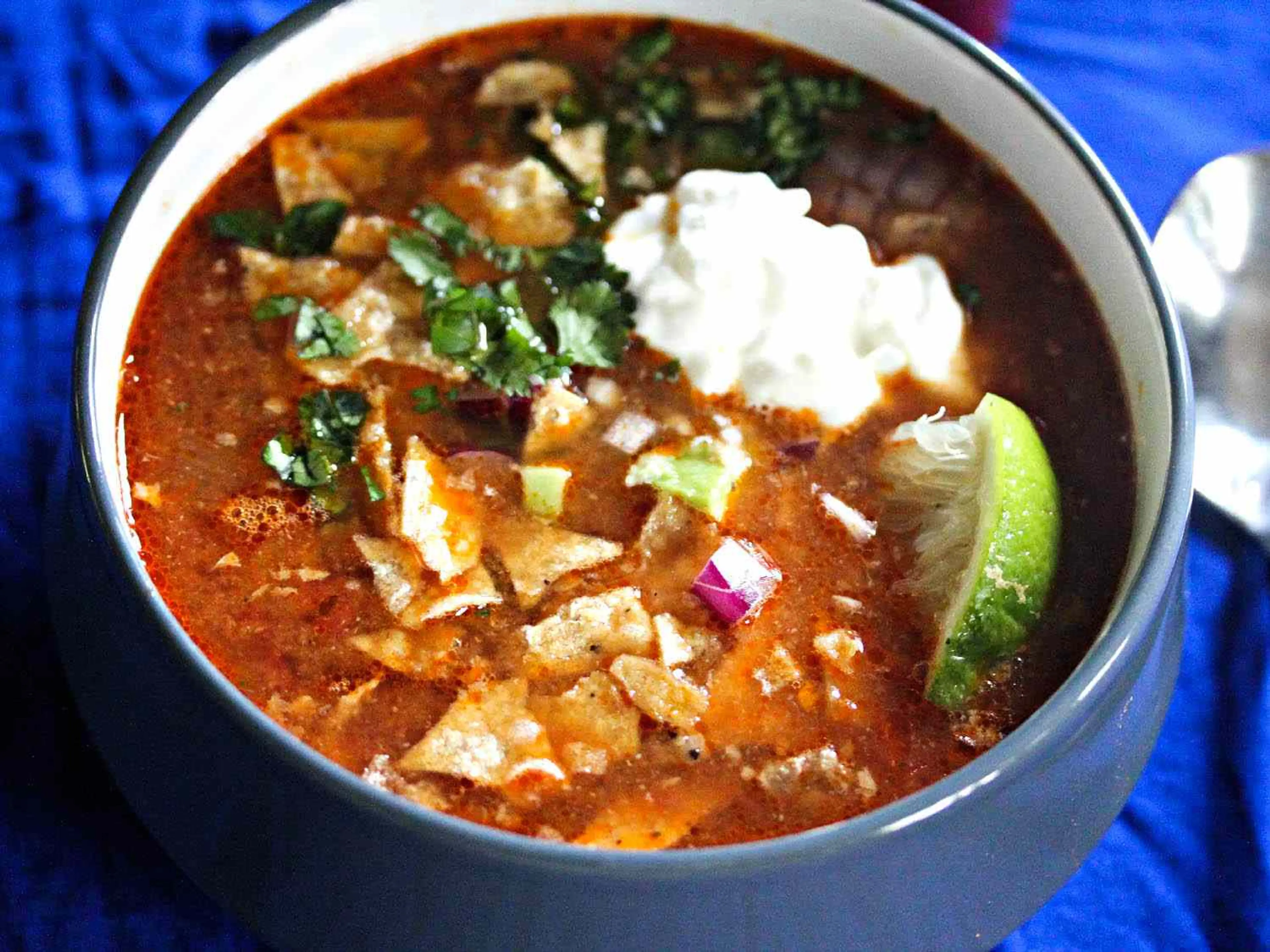 Slow-Cooker Chicken Tortilla Soup With All the Fixings Recip
