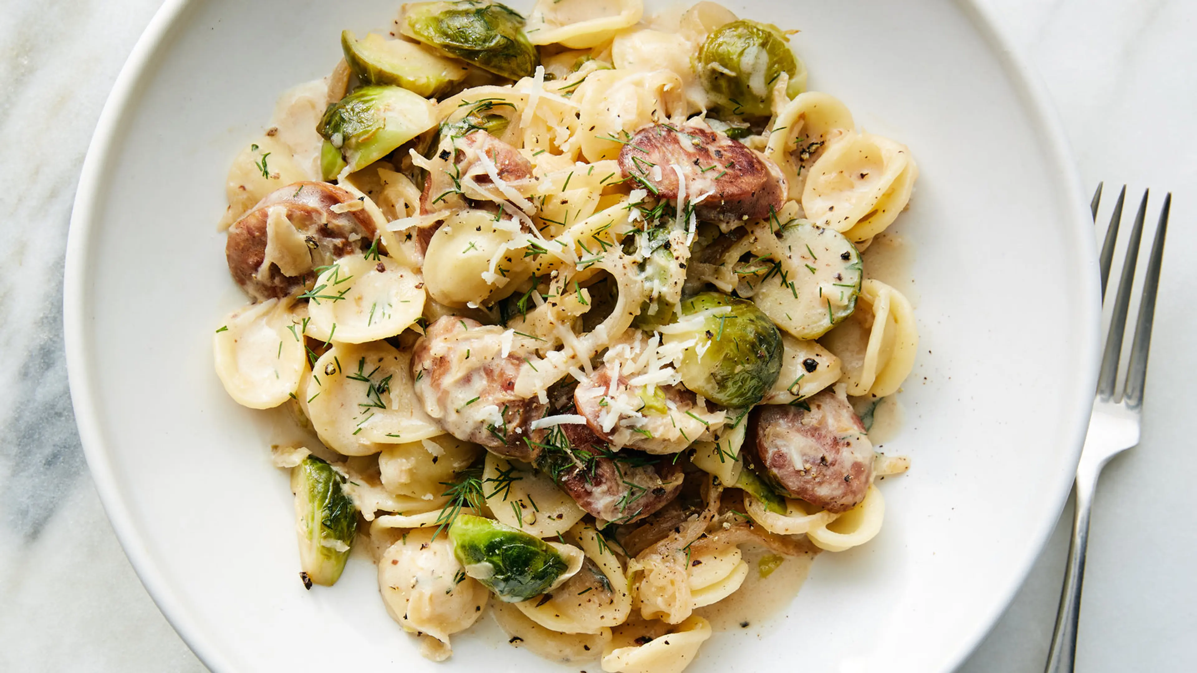Orecchiette With Brussels Sprouts and Bratwurst