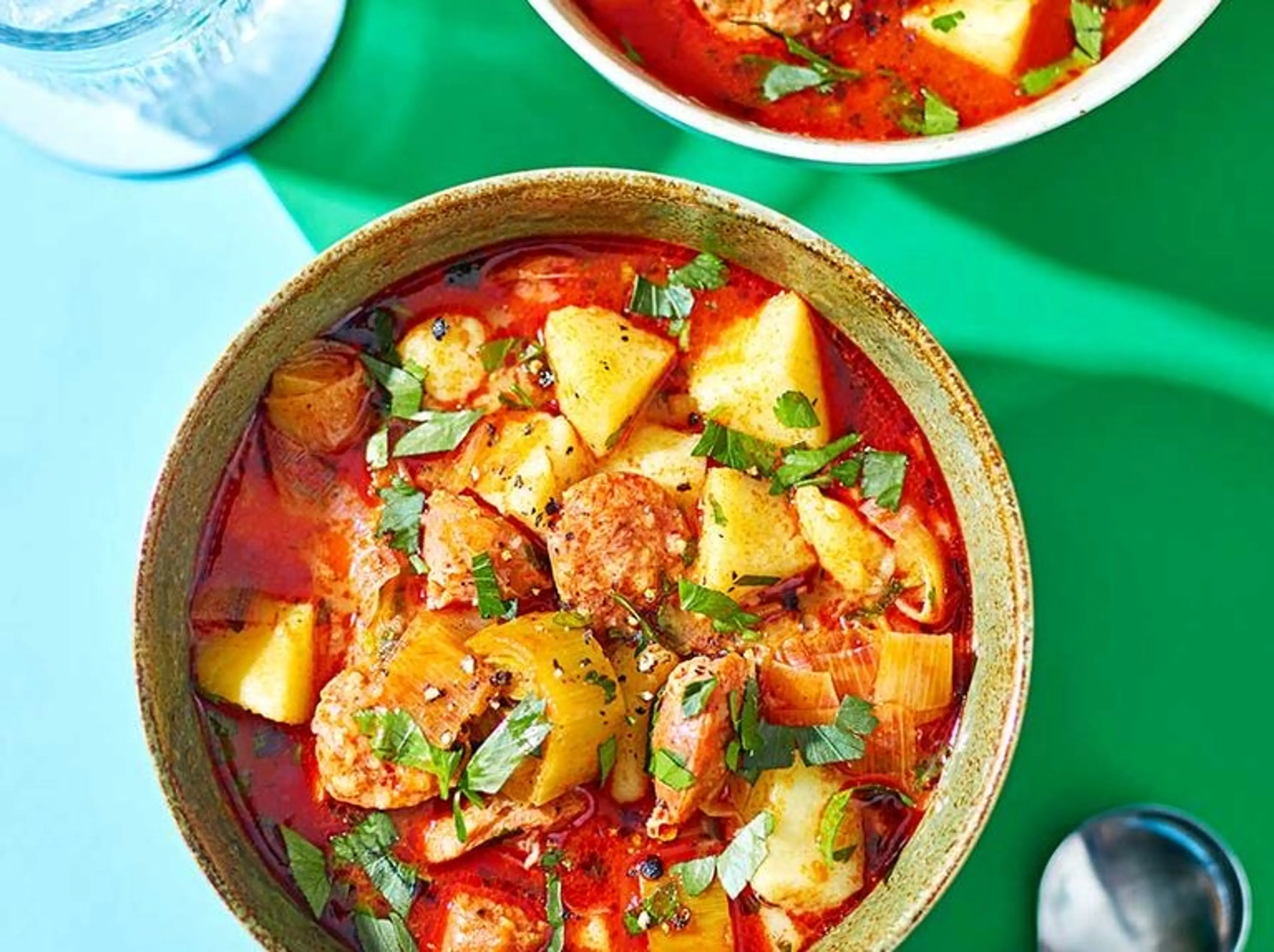 Potato, leek & chorizo soup
