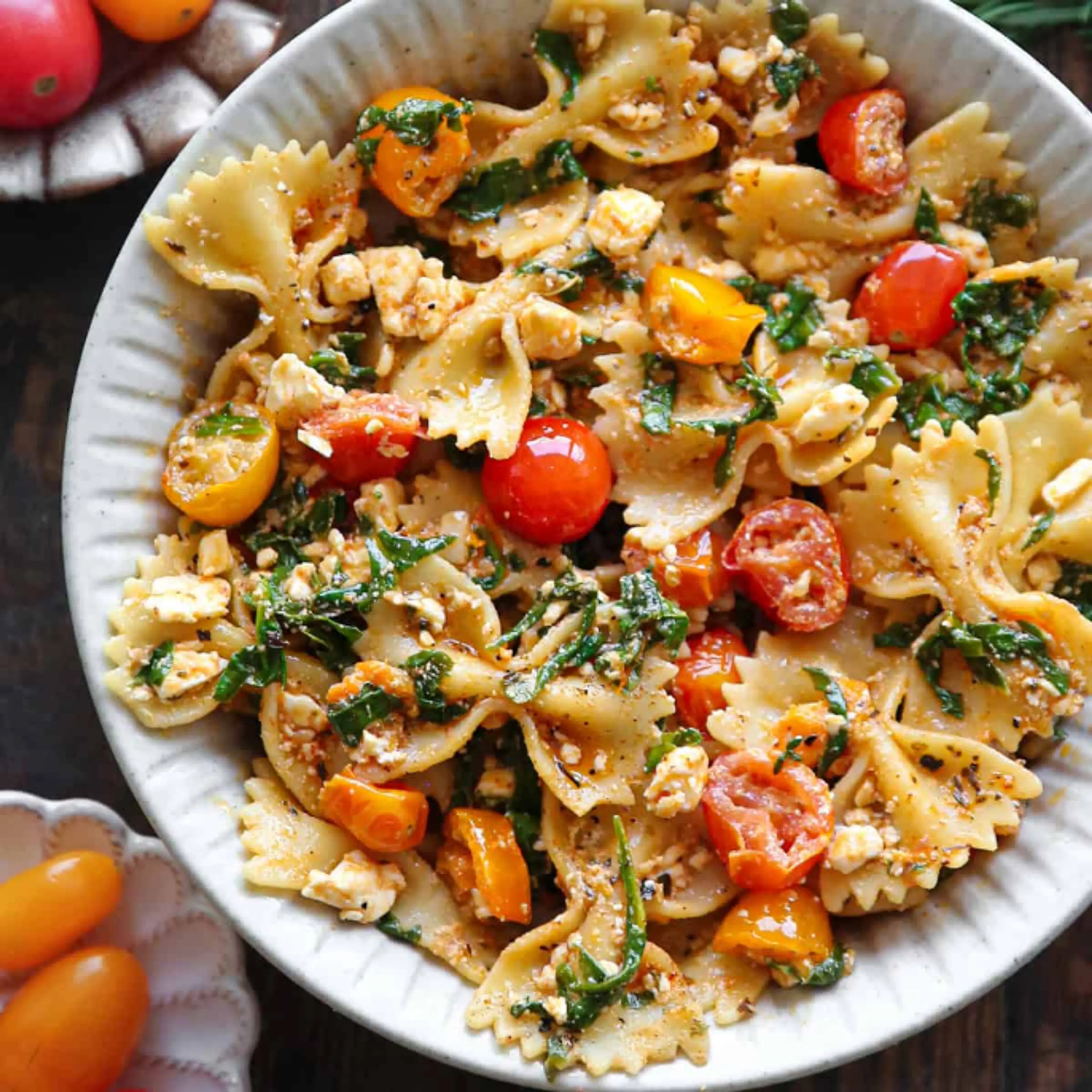 Pasta with Feta Cheese and Cherry Tomatoes