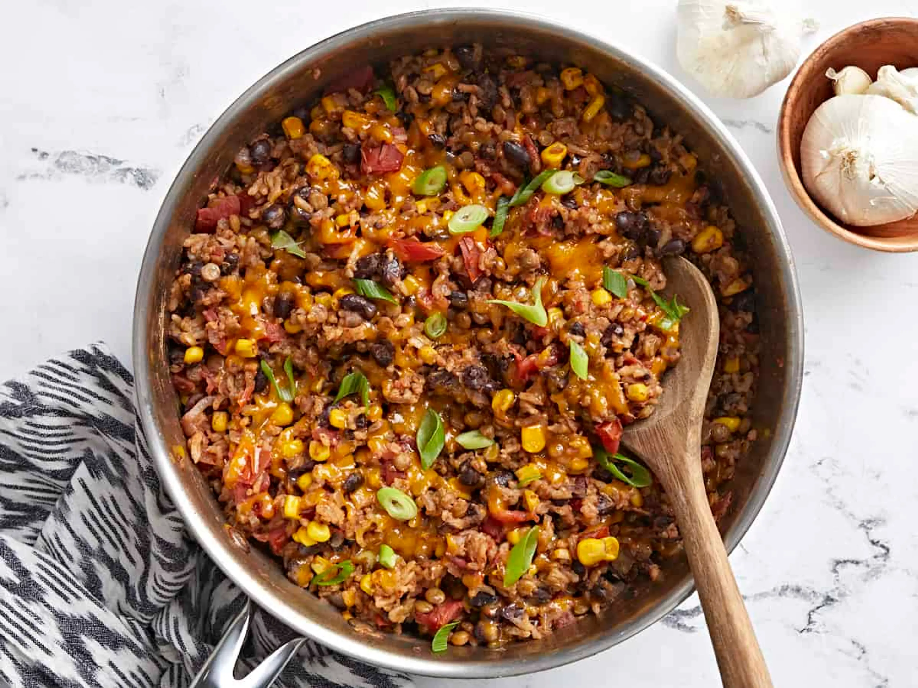 Southwest Lentils and Rice Skillet