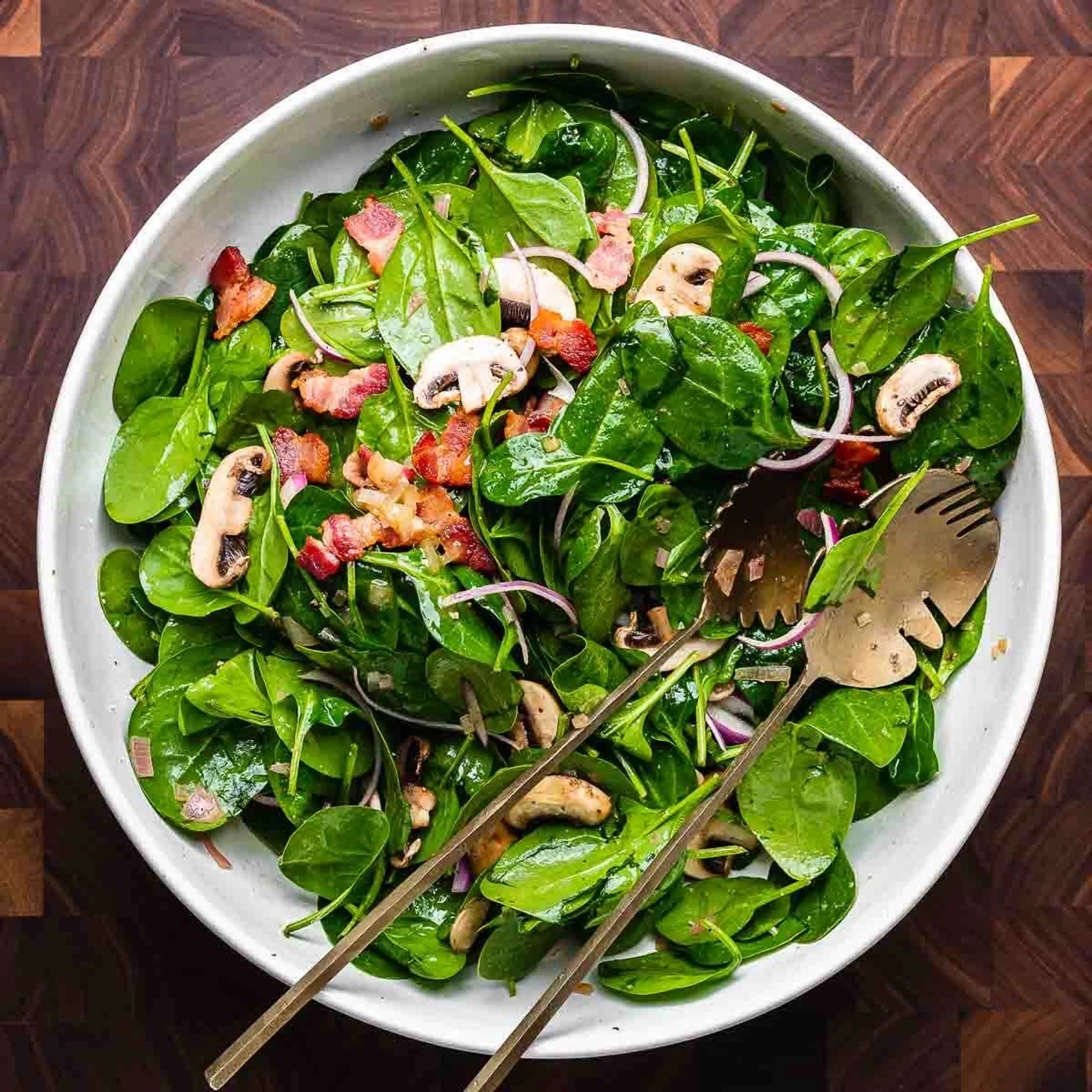Spinach Salad with Hot Bacon Dressing