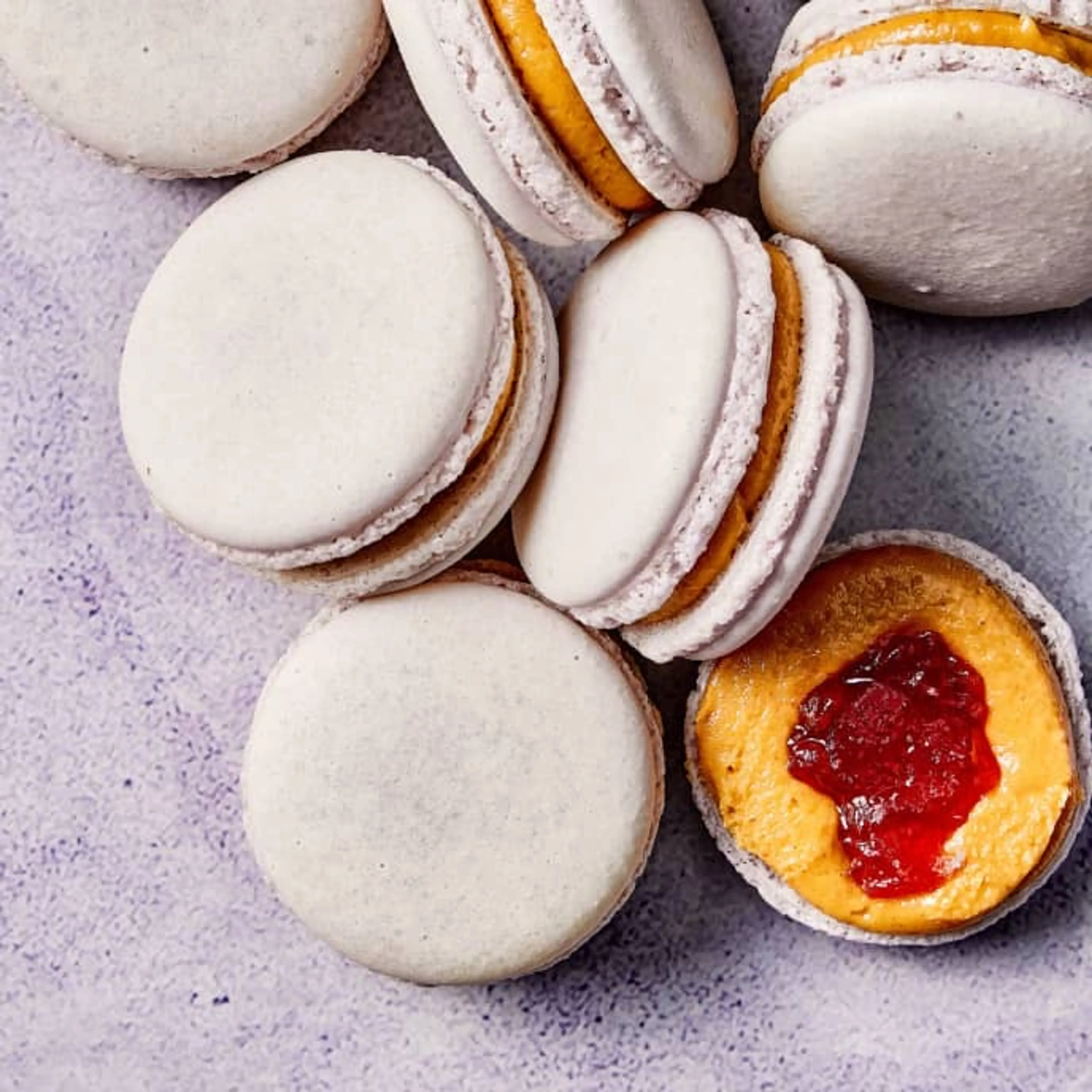 Macarons with Peanut Butter Cream and Jam (ATK)