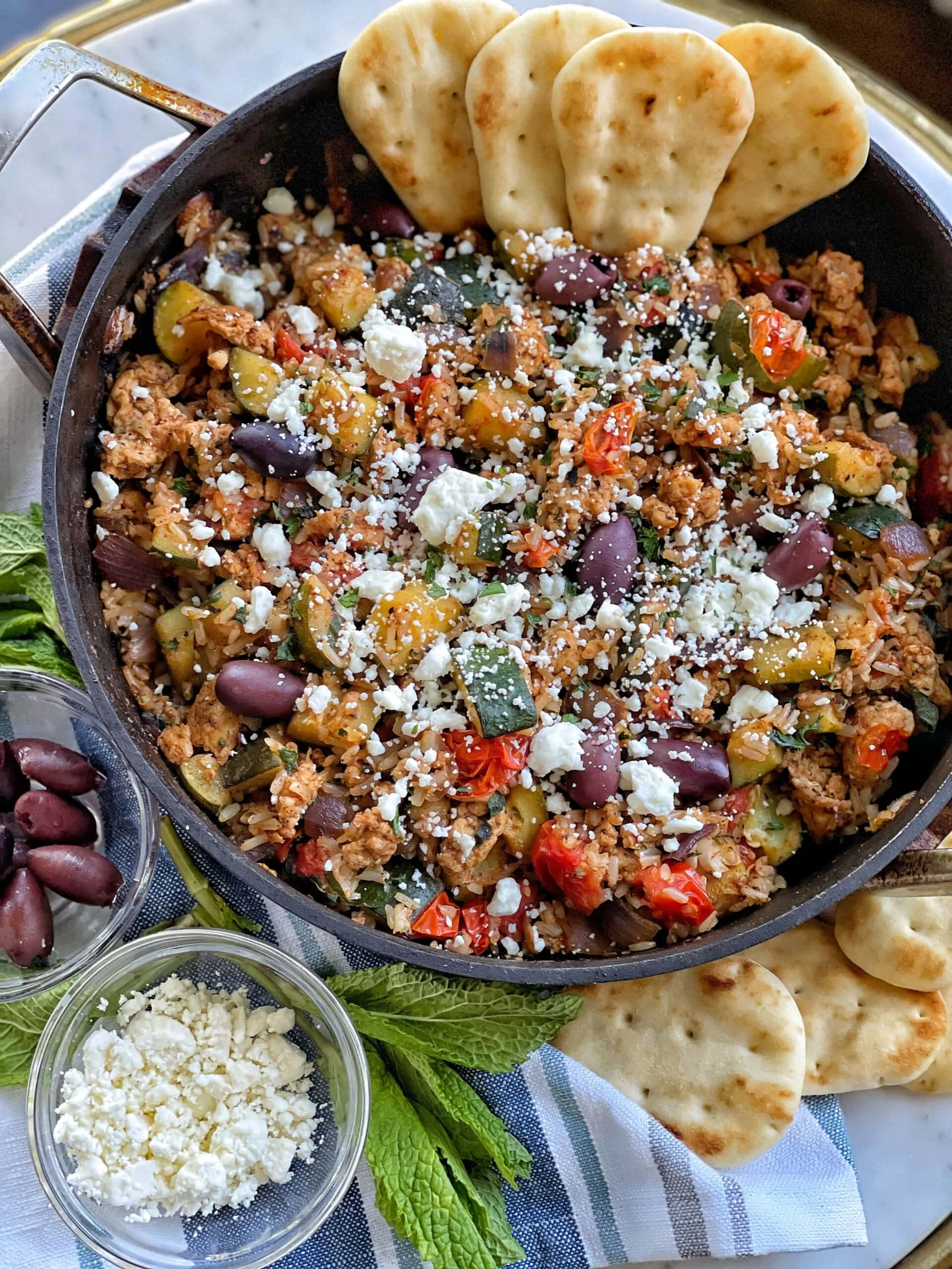 Greek Chicken and Rice Skillet