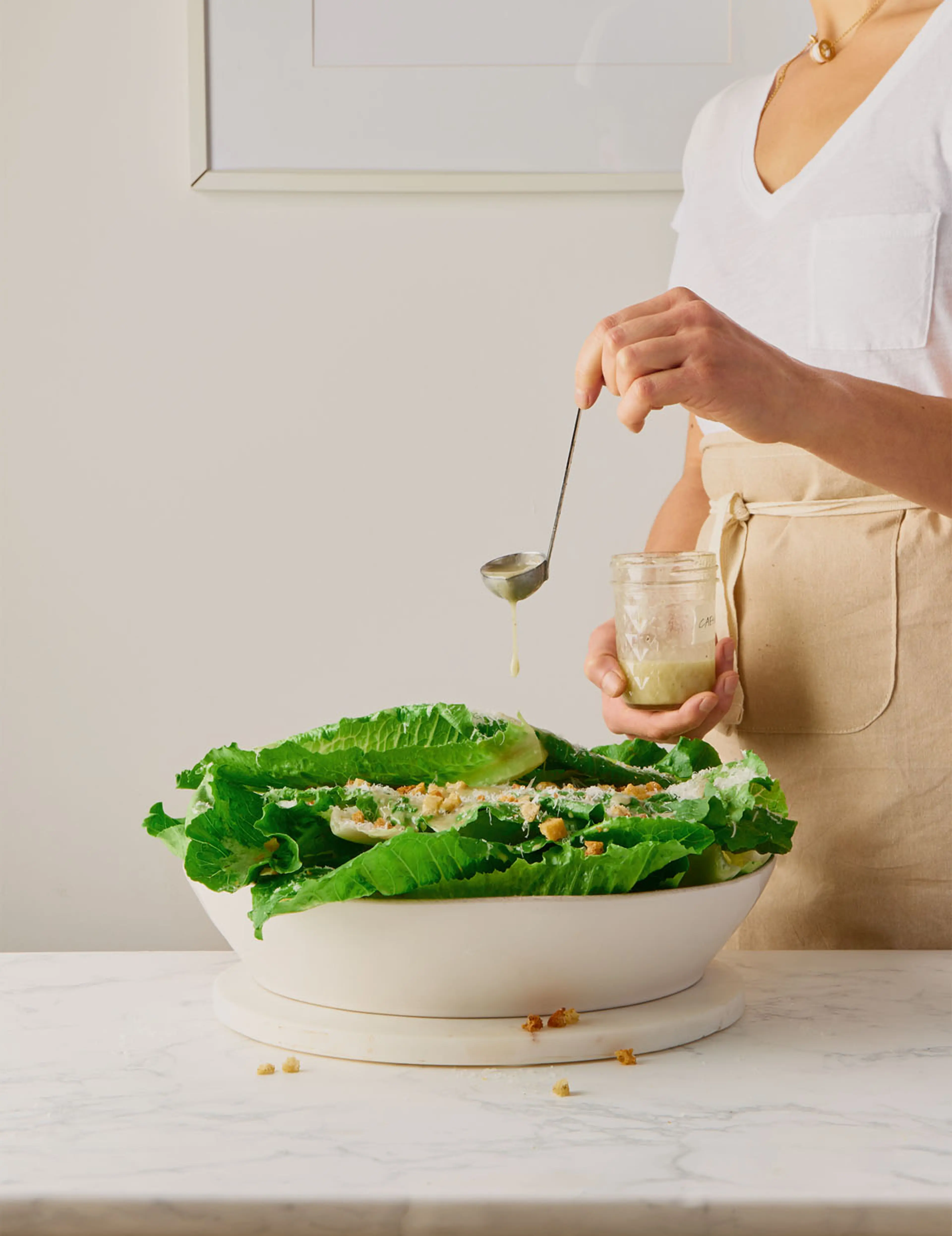 Classic Caesar Salad with Eggless Caesar Dressing