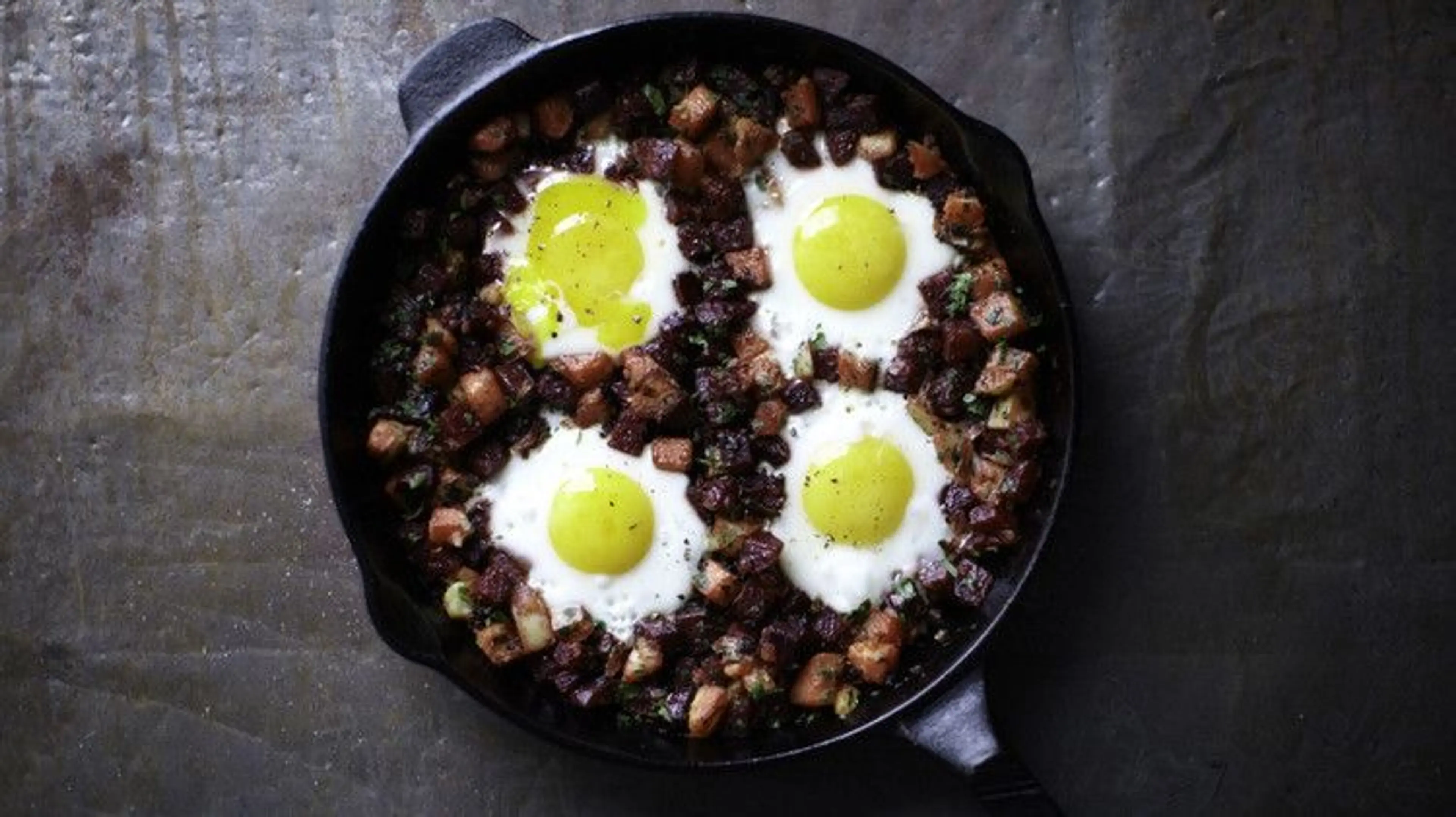 Beet Hash with Eggs