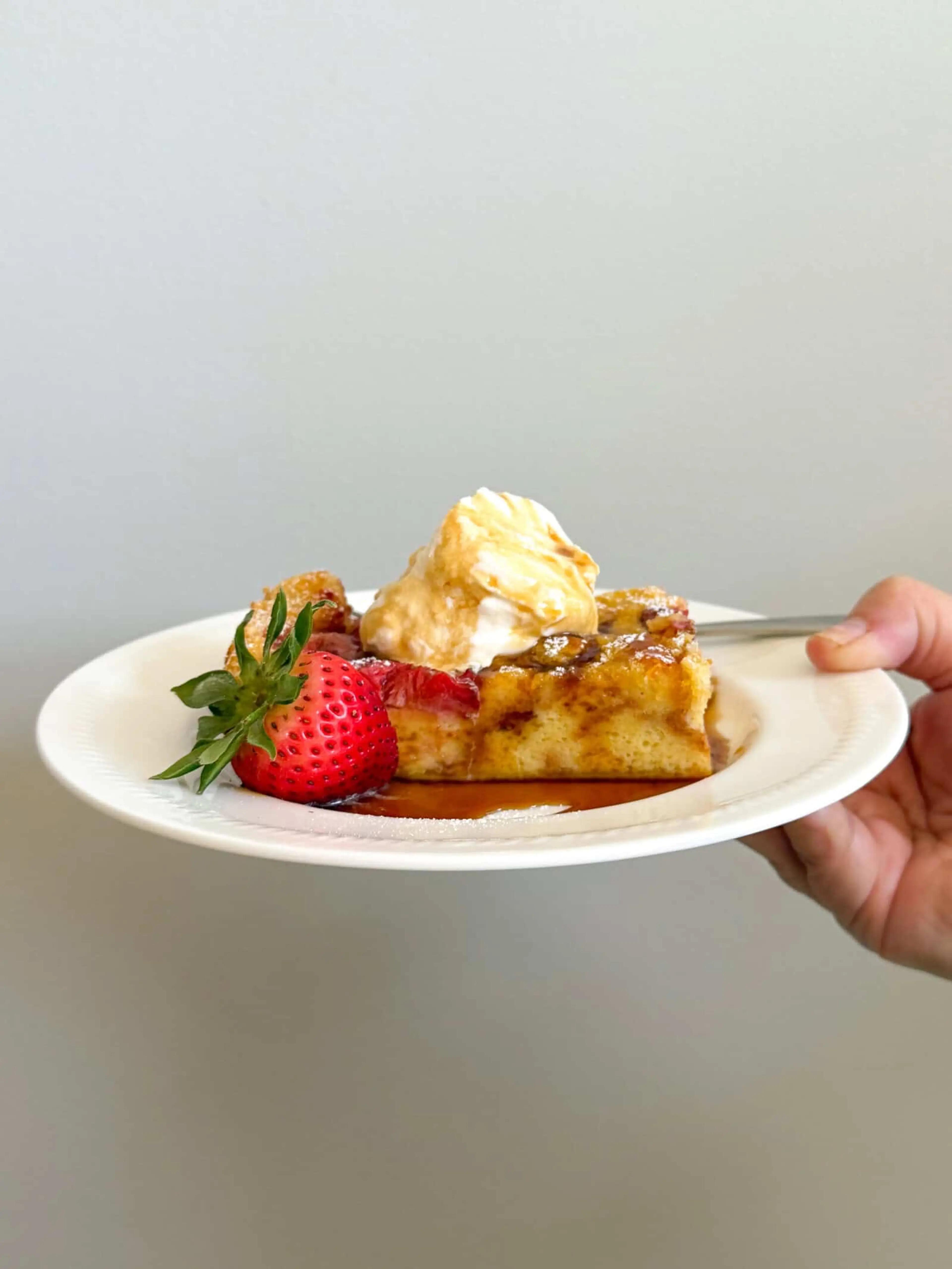 Strawberries & Marshmallow Whipped Cream Breakfast Casserole