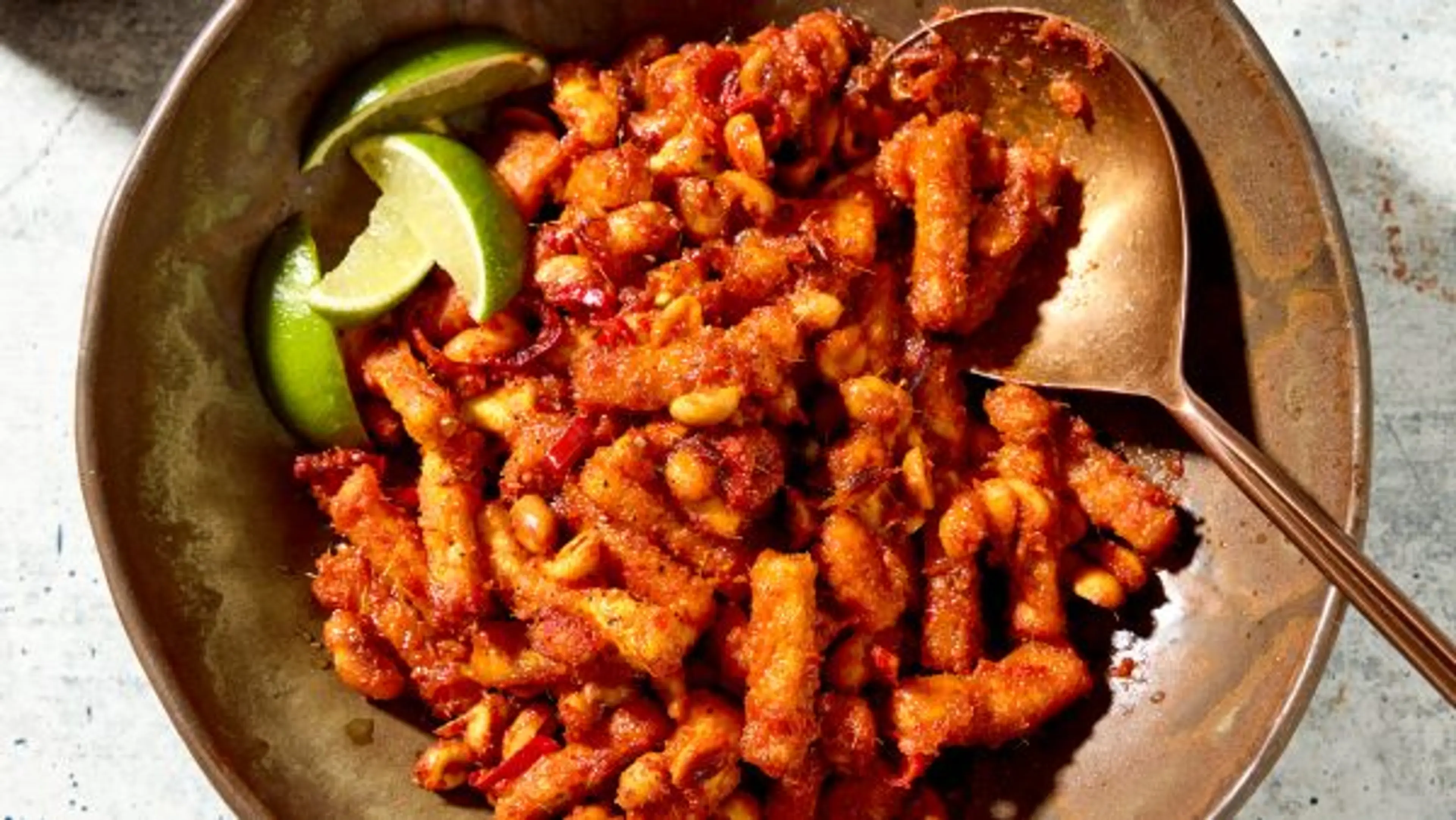 Indonesian-Style Stir-Fried Red Chili Tofu with Peanuts