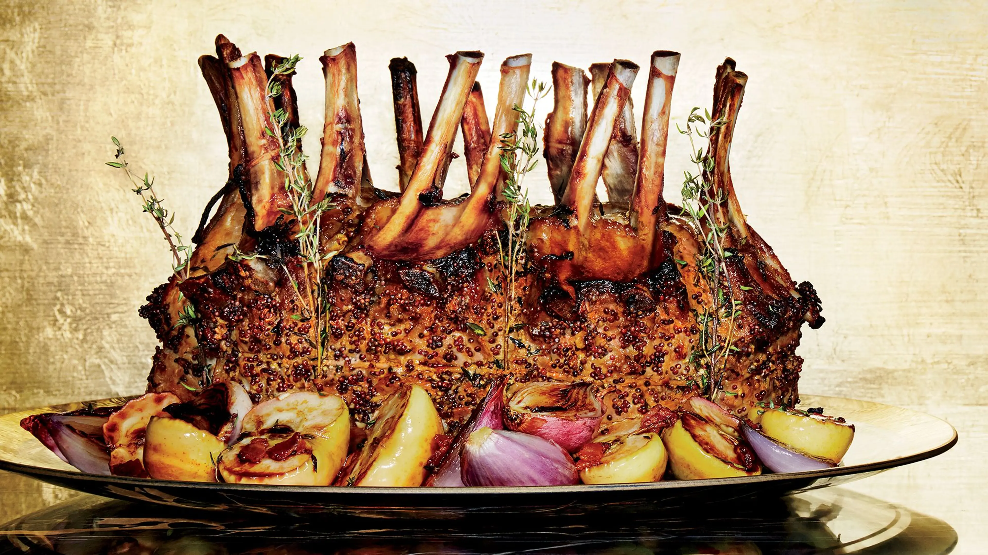 Crown Roast of Pork With Lady Apples and Shallots