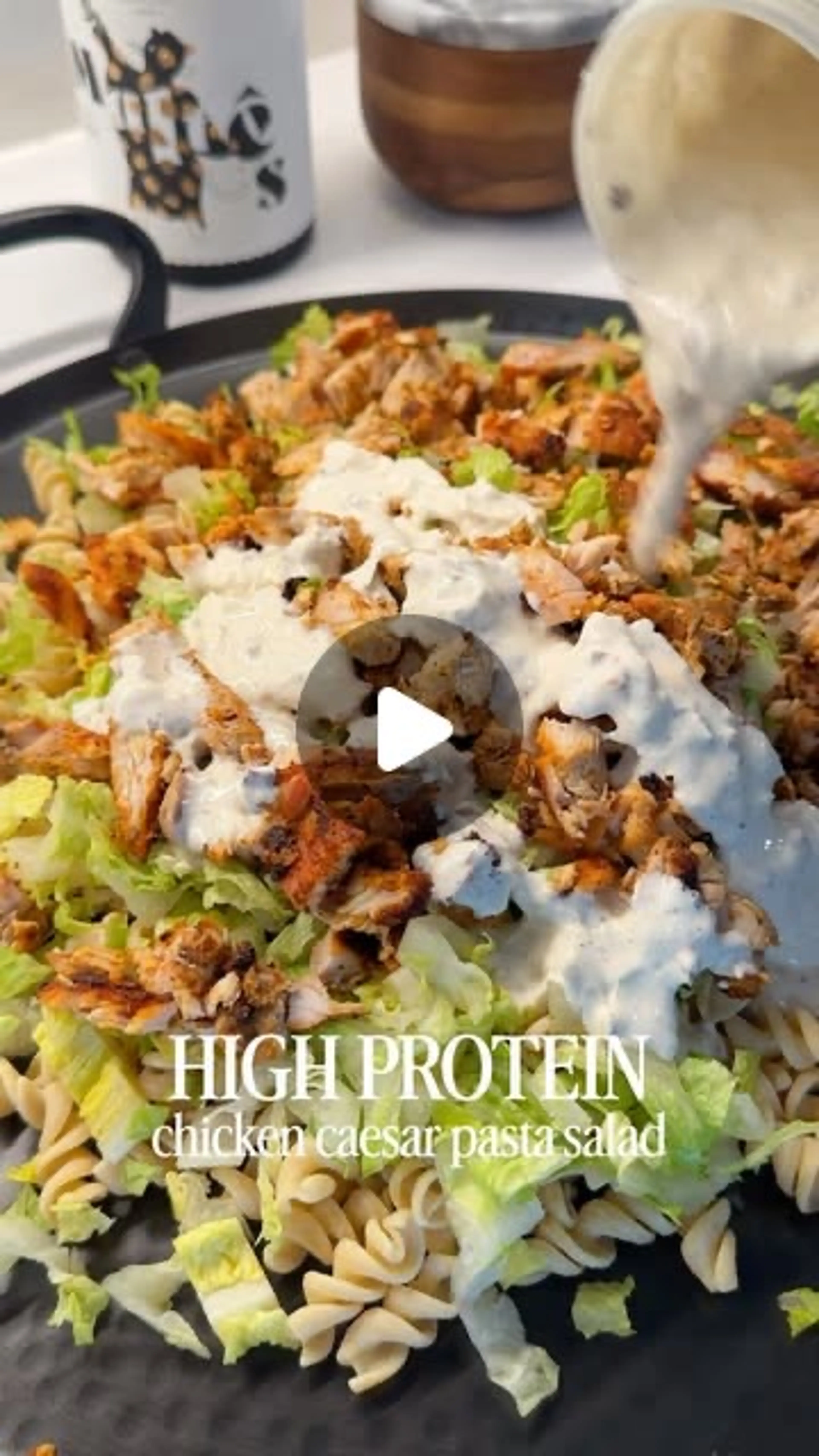 High Protein Chicken Caesar Pasta Salad