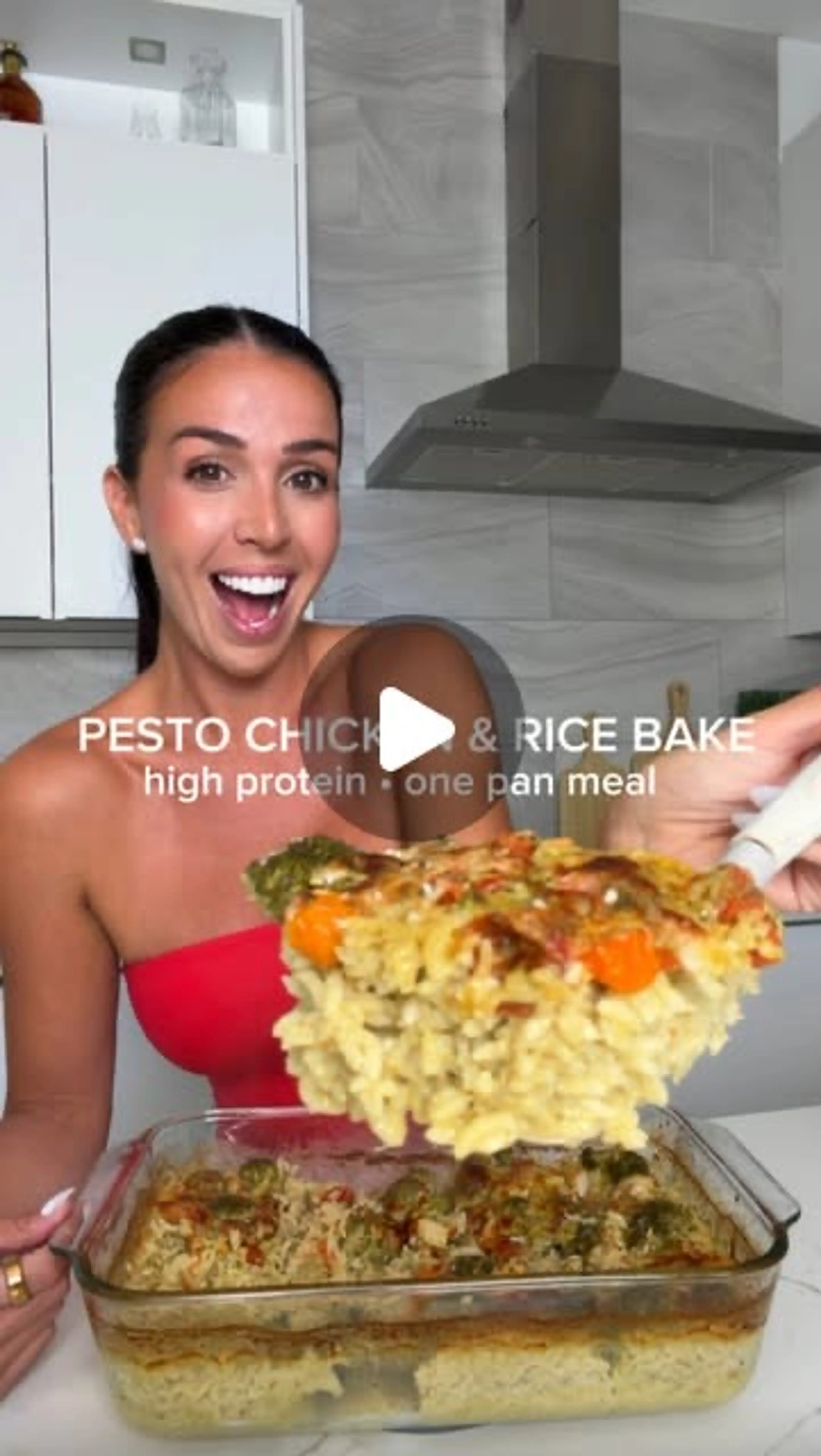High Protein Chicken Pesto Rice Bake