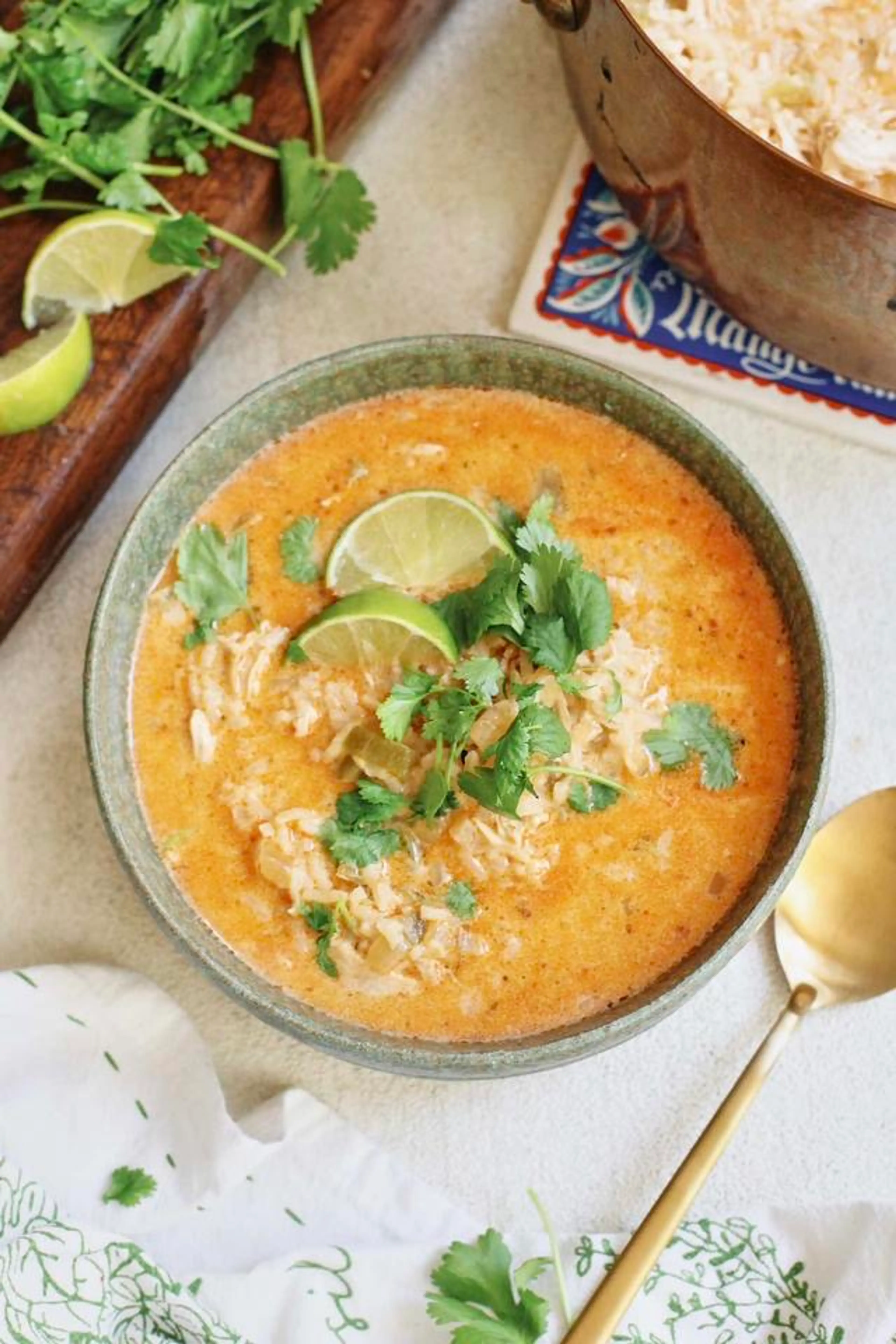 Creamy Hatch Chile Chicken & Rice Soup