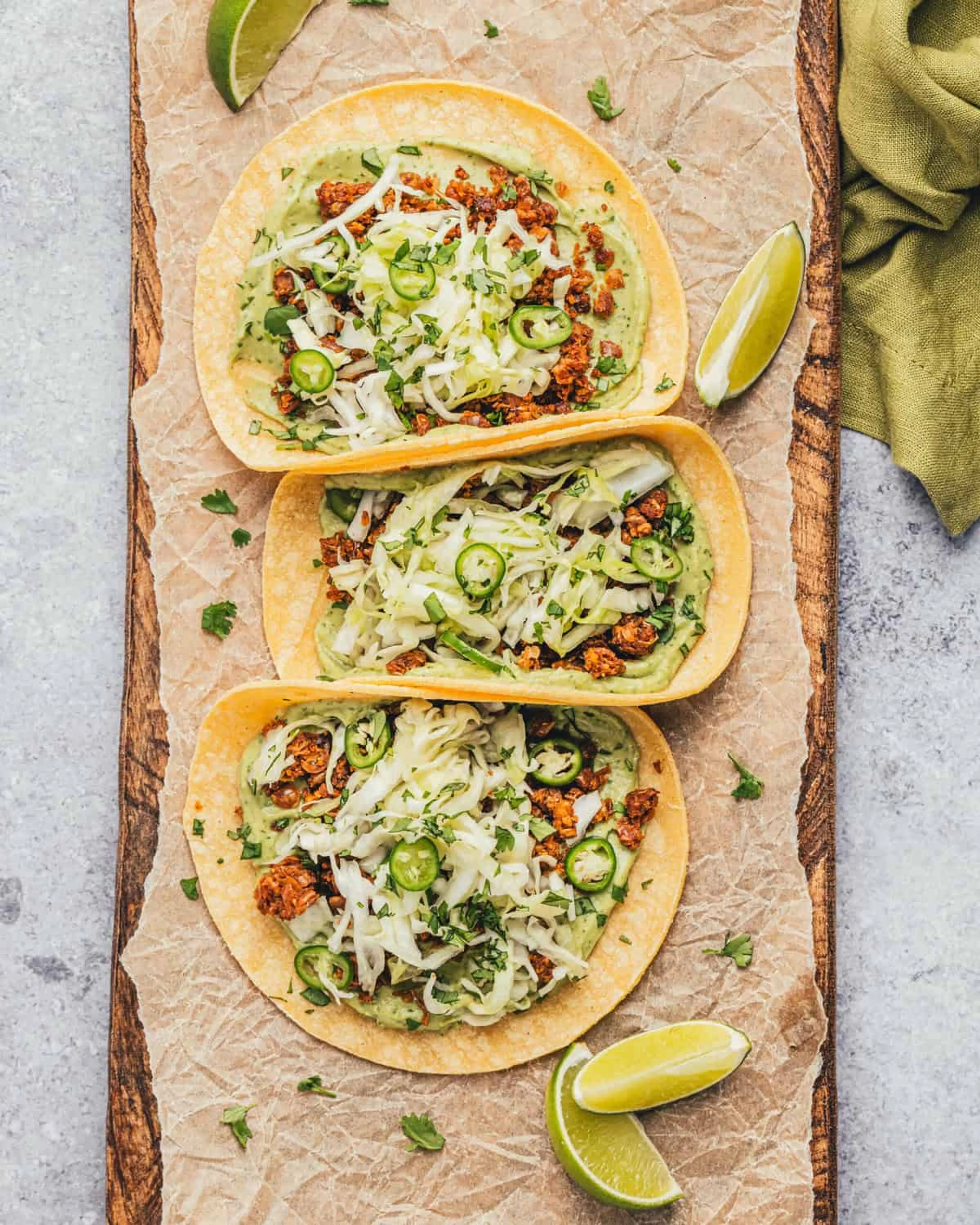 Lentil Tacos with Avocado Crema