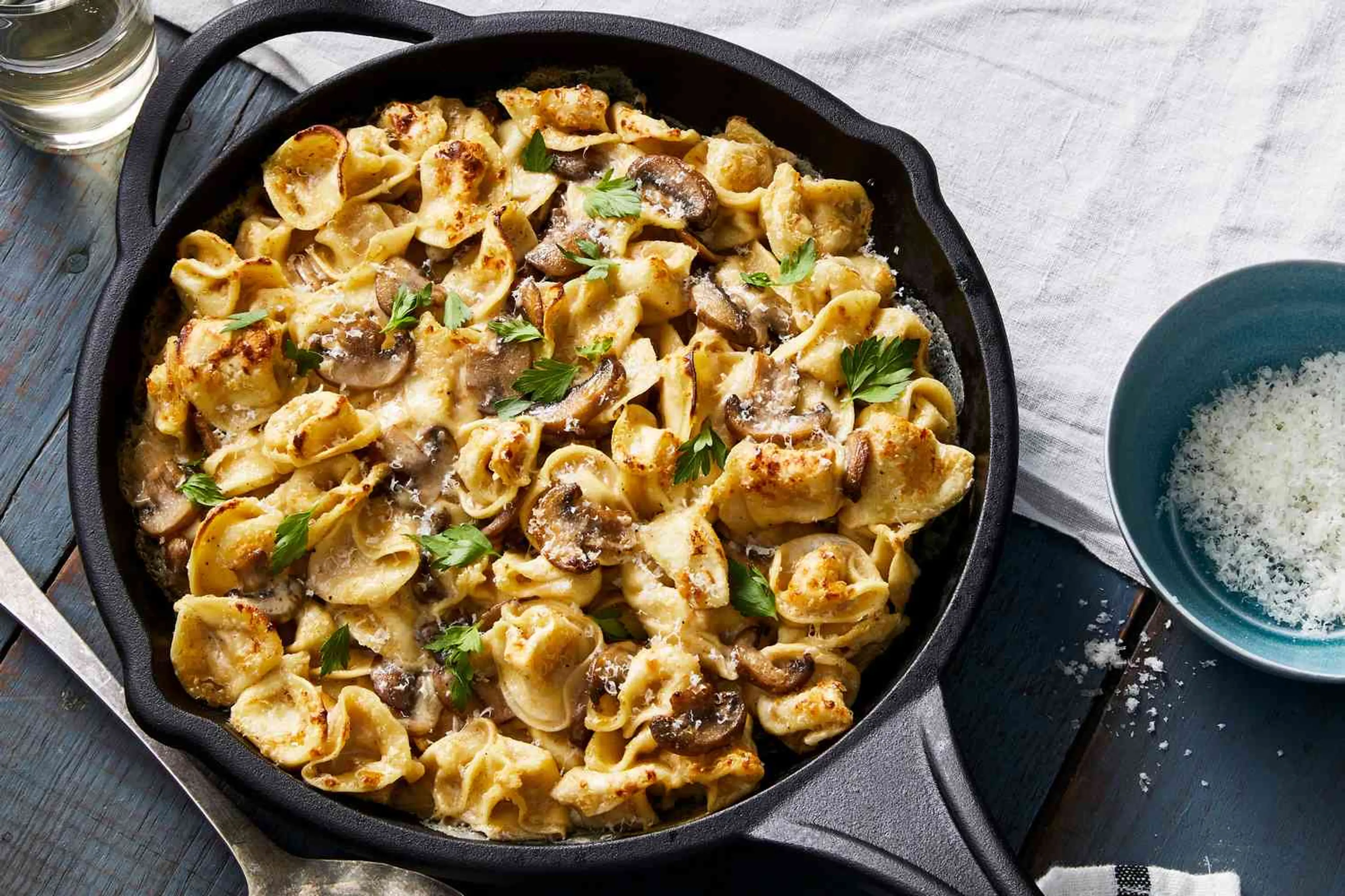 Baked Tortellini Alfredo With Mushrooms