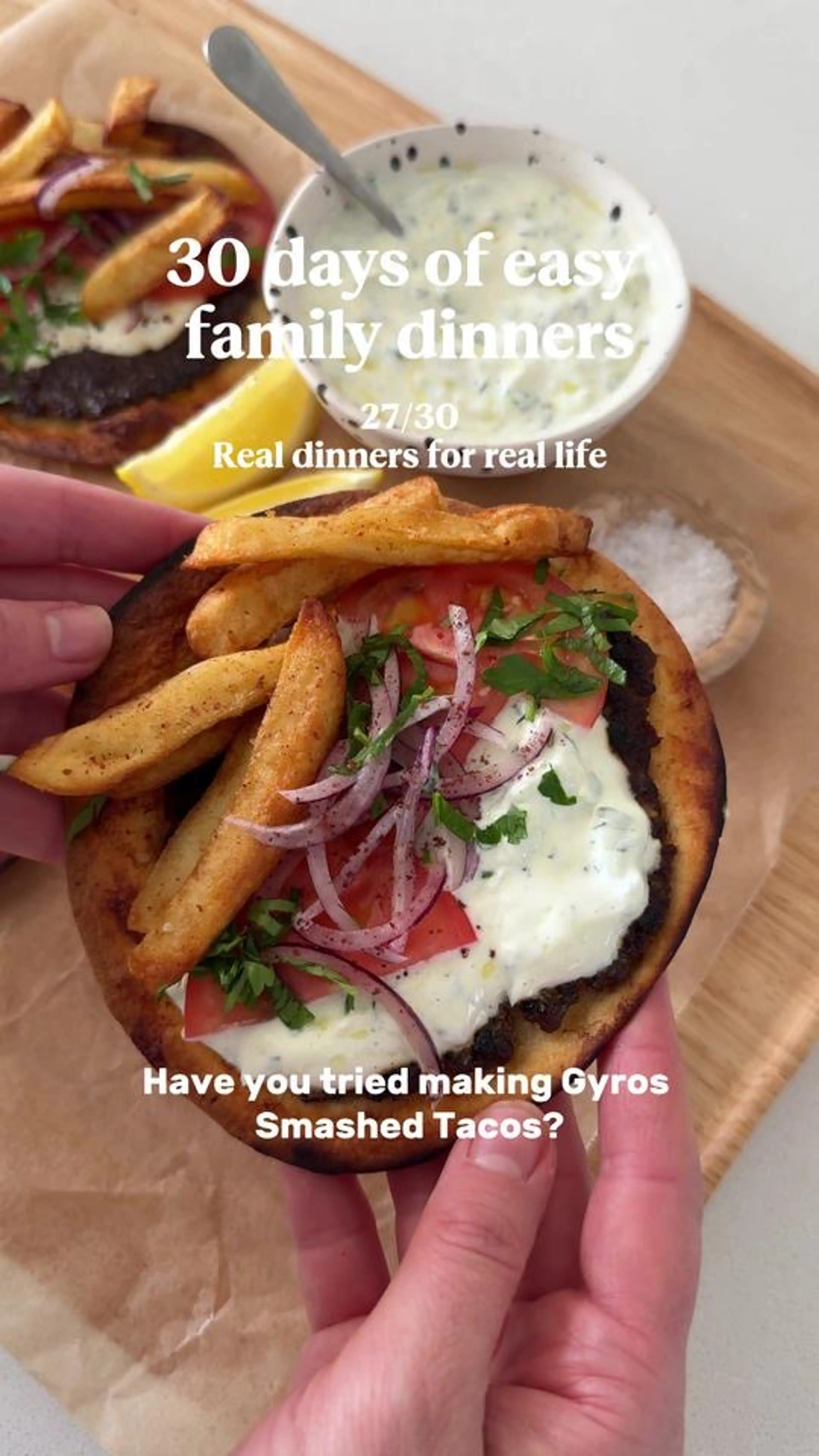 30 Days of Easy Family Dinners 27/30 – Gyros Smashed Tacos R