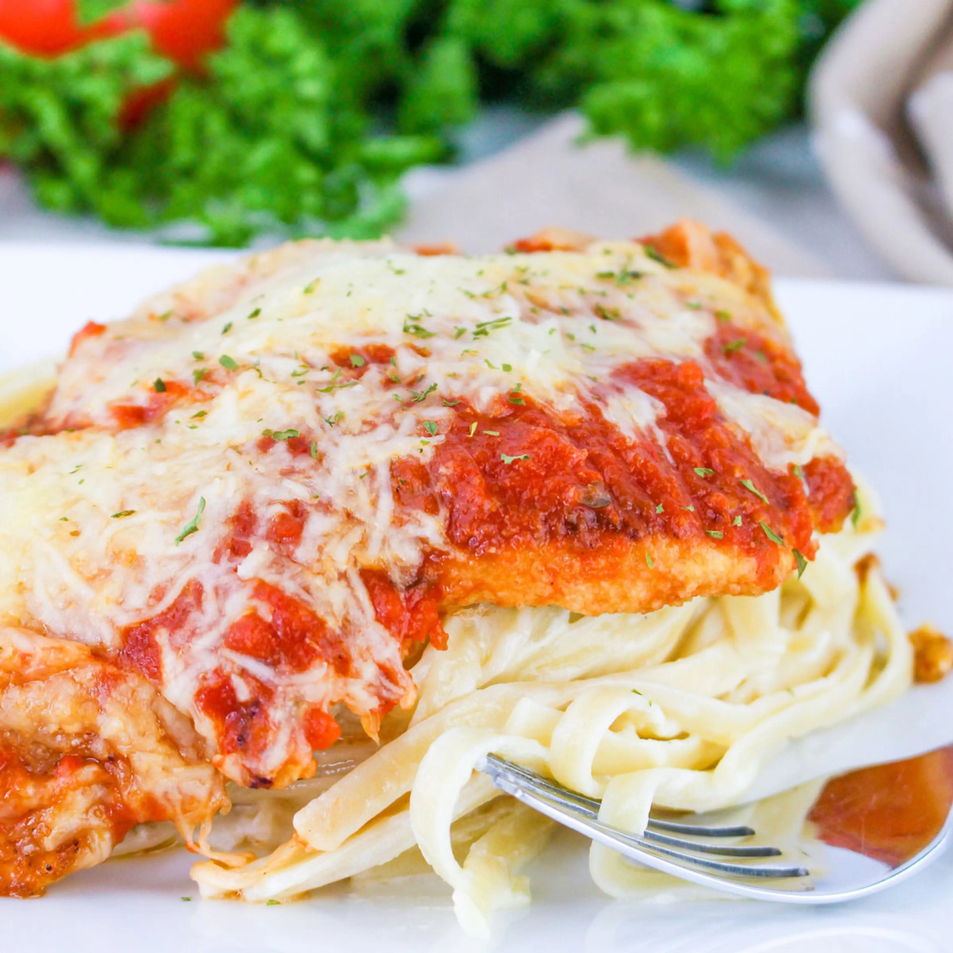 Chicken Parmesan With Fettuccine Alfredo