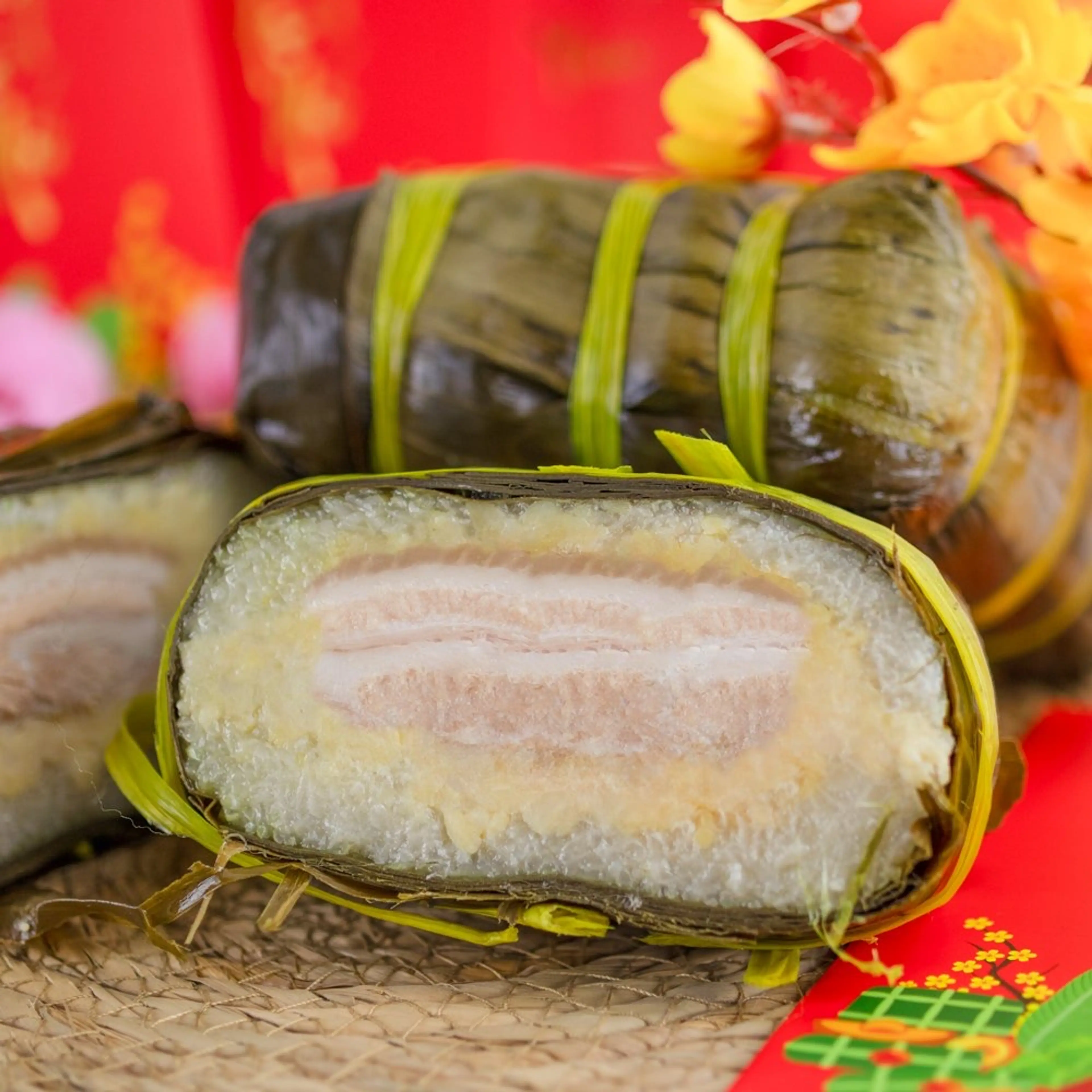 Vietnamese Savory Square Cake for Lunar New Year (Bánh Chưng