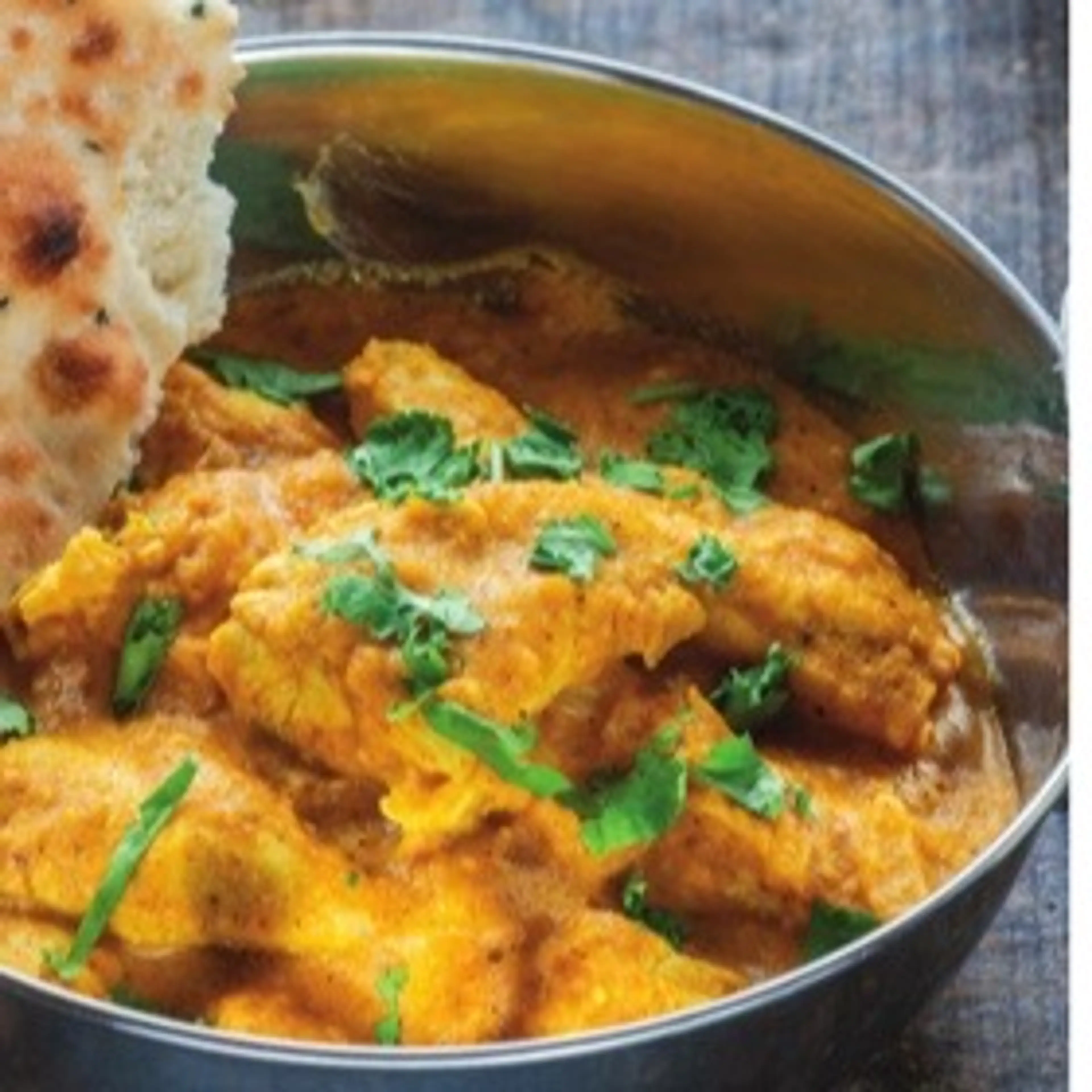 Chicken korma with Green lentils baby potatoes: served with