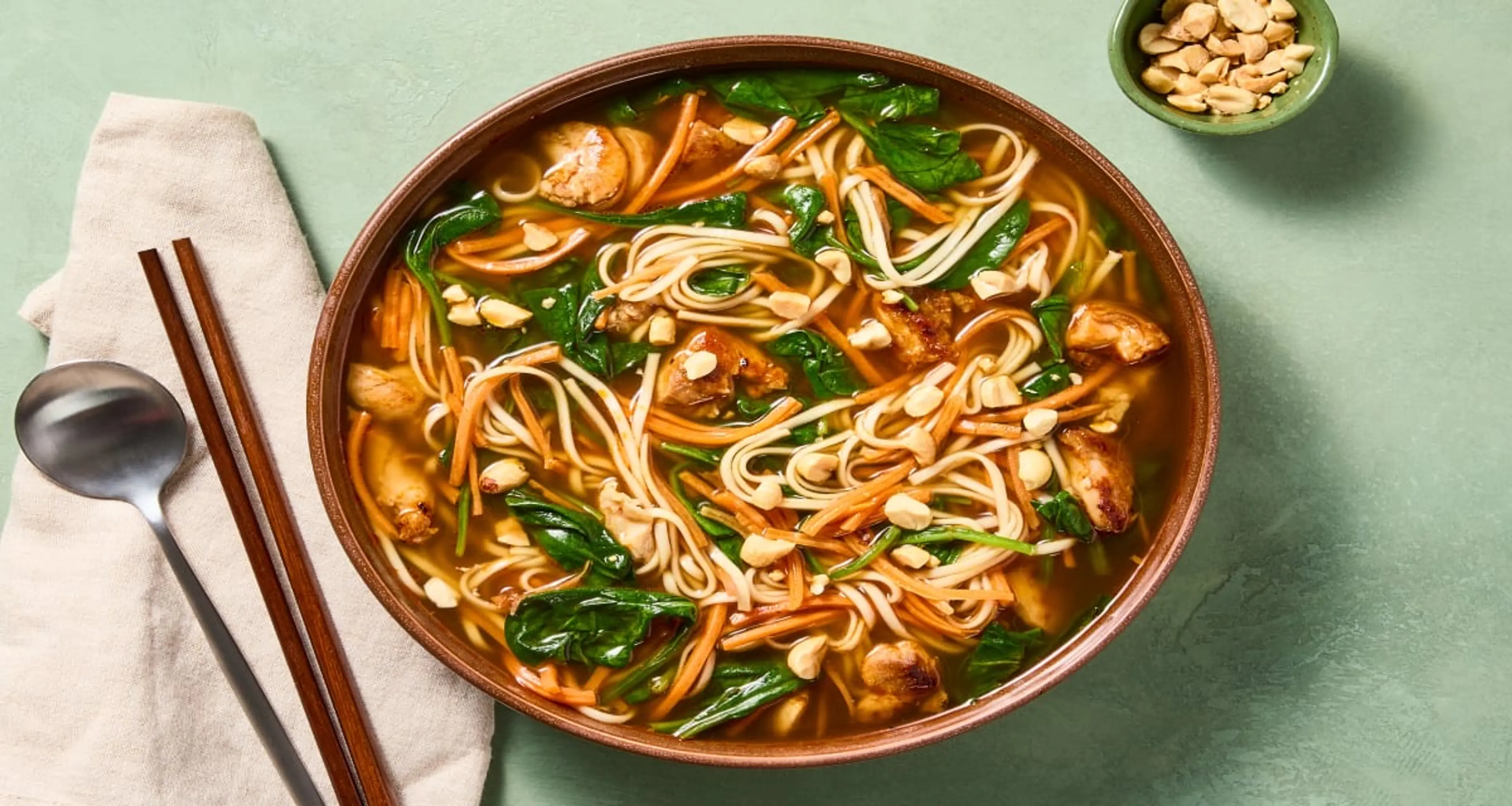 Szechuan Chicken Ramen Soup with Dark Meat Chicken, Spinach